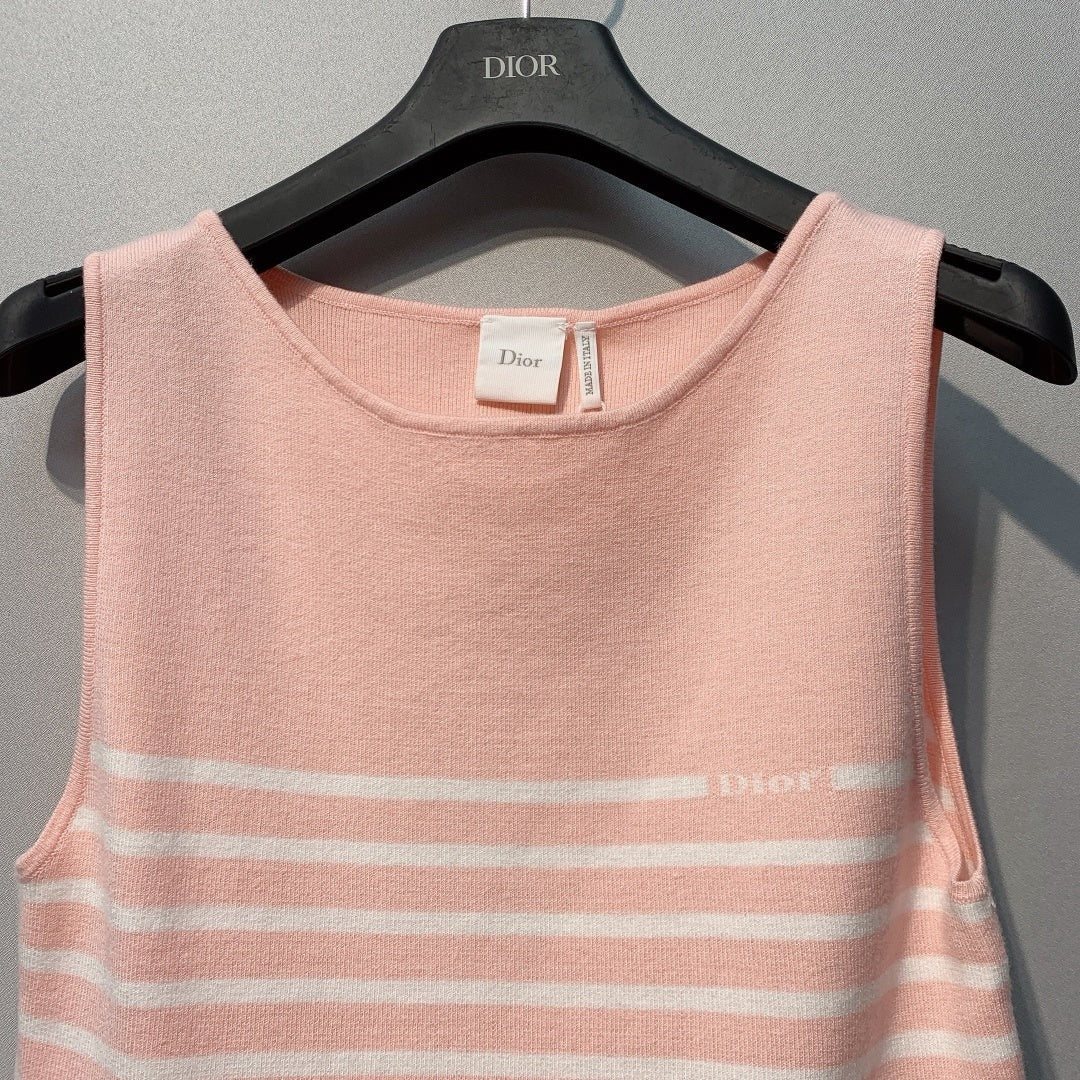 CD 26 Dior Striped Knit Vest Pink in Knit 371442