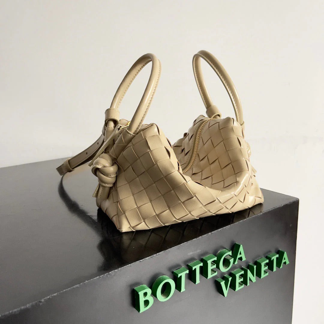 BV 2026 Mini Loop Camera Bag Beige Woven Lambskin Leather