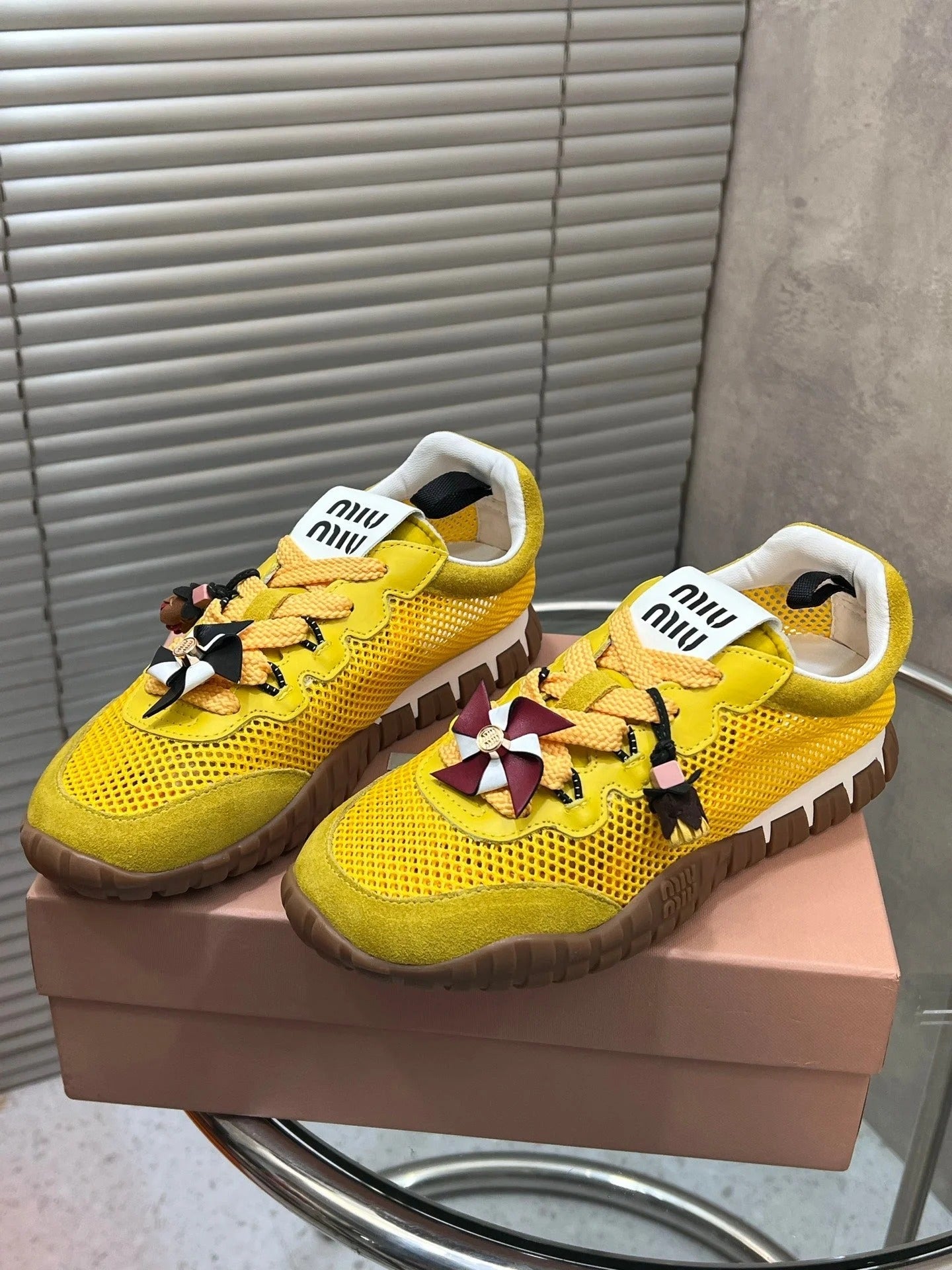 Miumiu 2026 Tyre Sneakers Mesh Suede Leather 952934