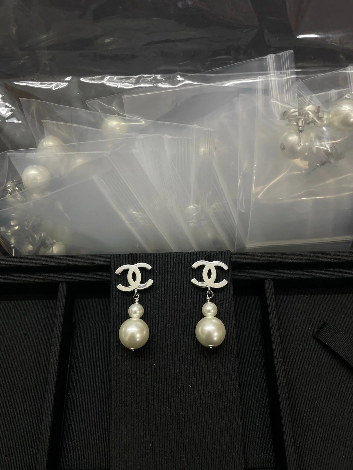 Chanel Double C Gourd Pearl Earrings