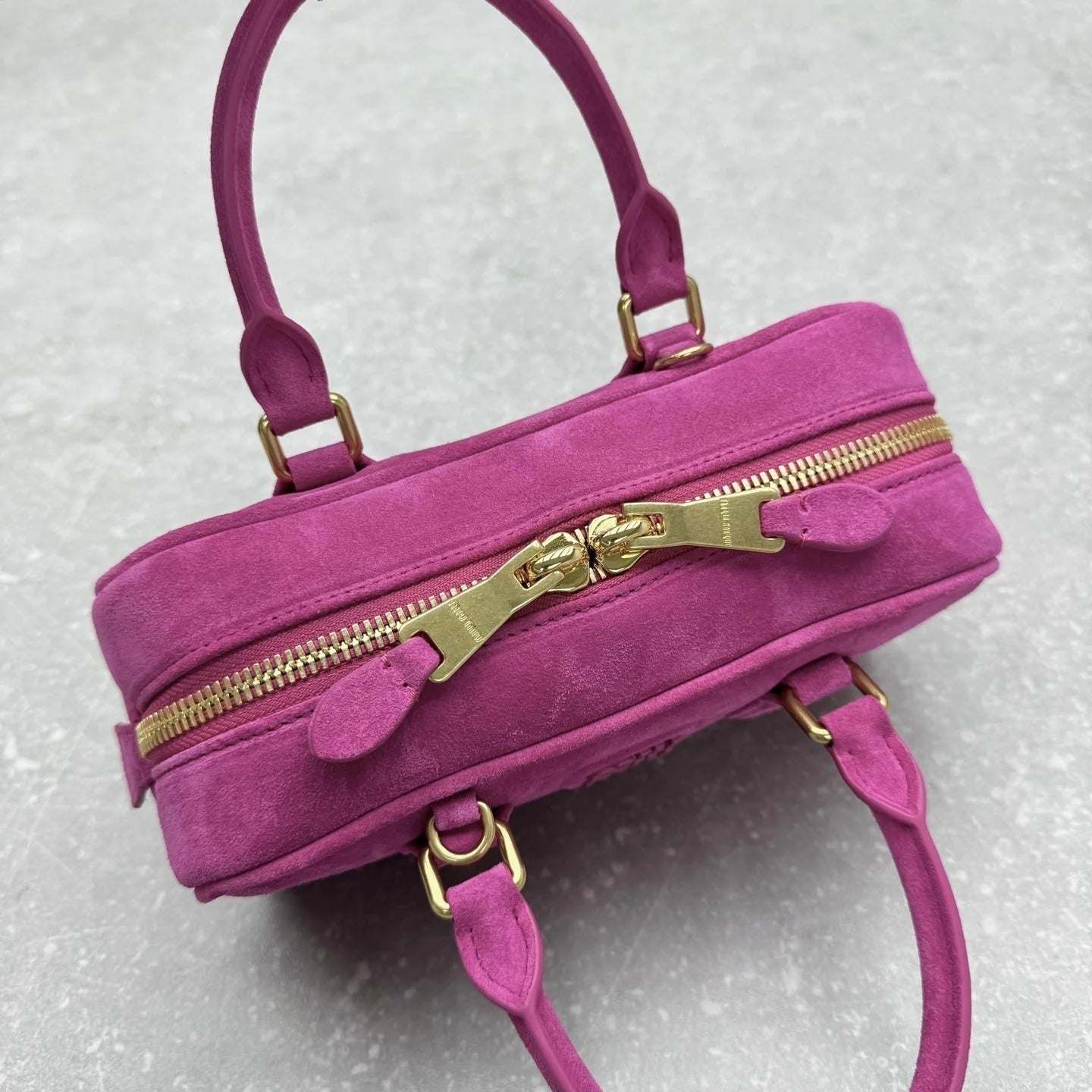 Miumiu 2026 Arcadie Top-Handle Bag Hot Pink Suede
