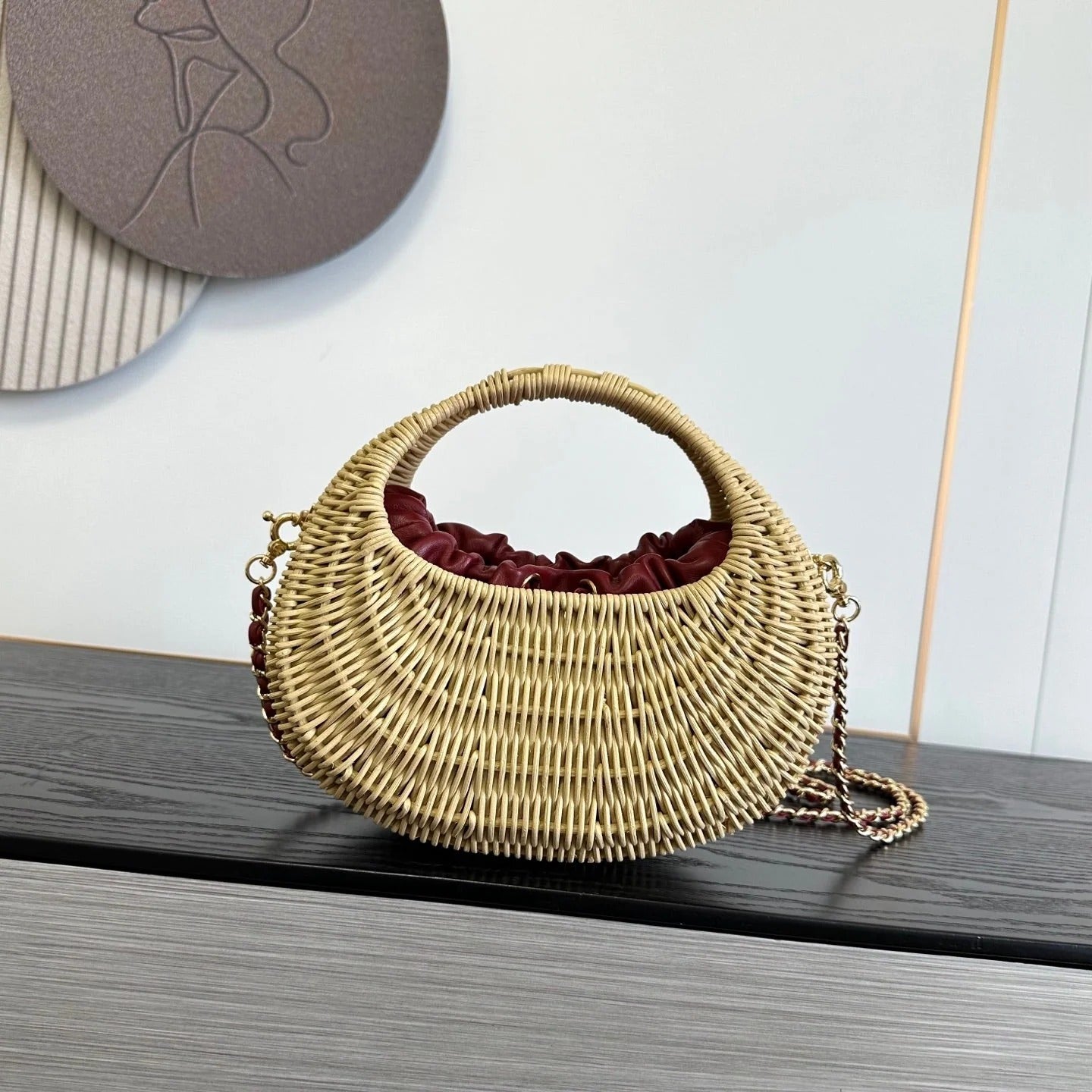 Chanel 2026 Structured Basket Bag Beige Wicker Leather