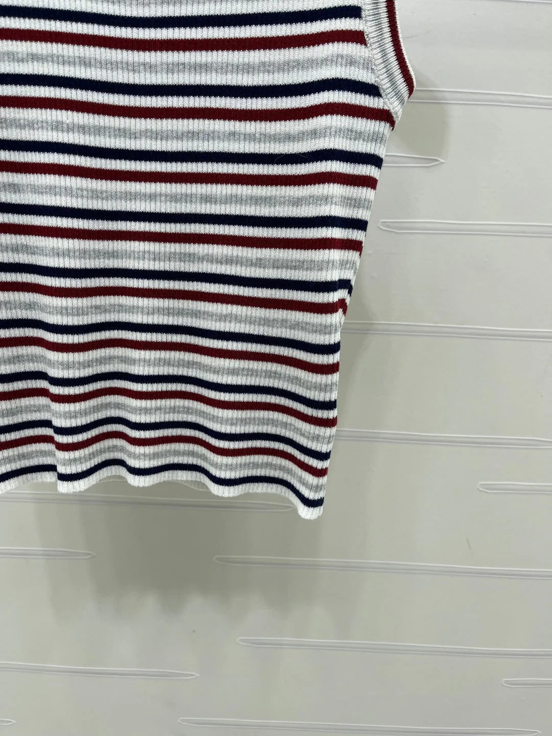 Chanel 2026 Crew Neck Striped Knit Vest Wool 677712