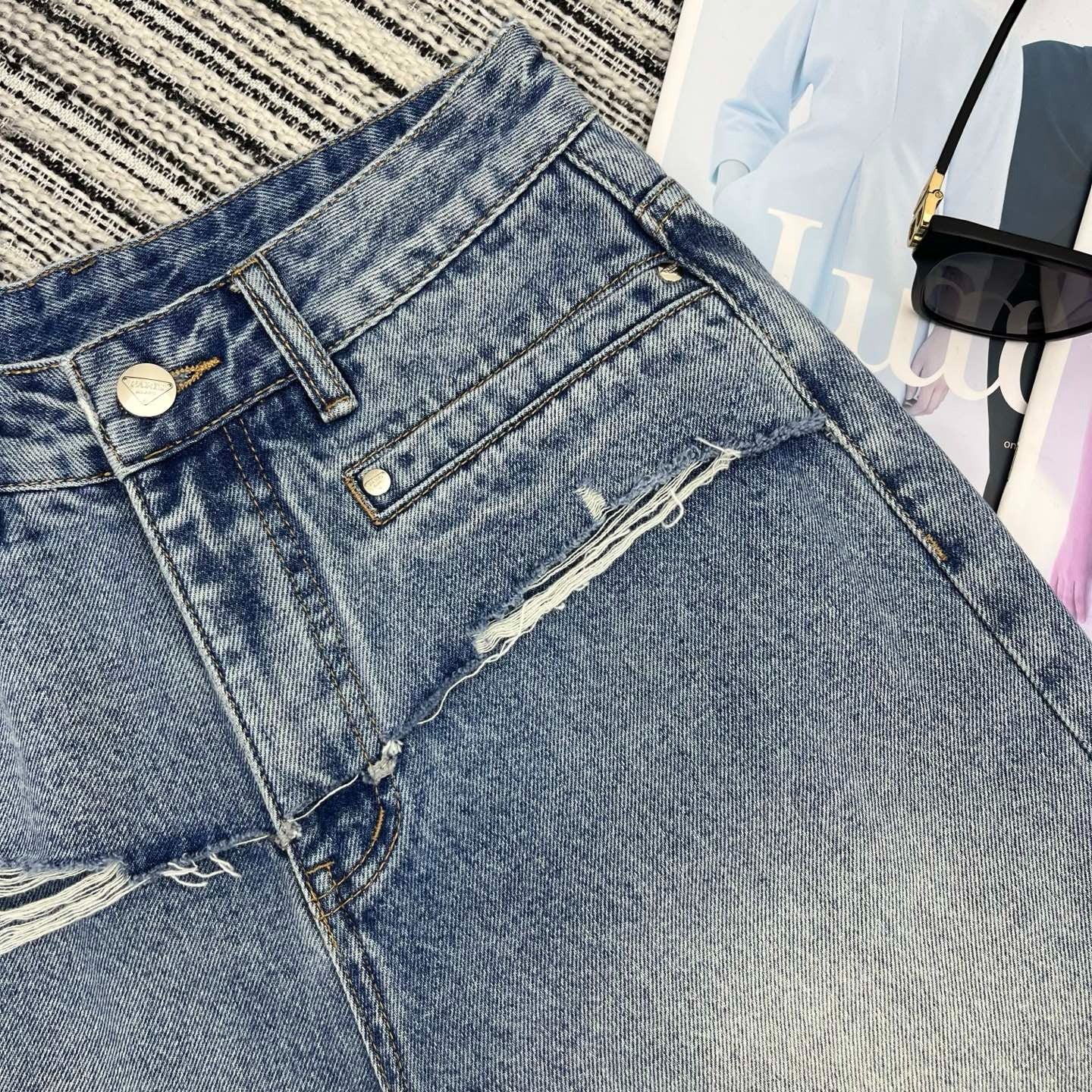 Prada 2026 Short Jean Light Blue Cotton 650231