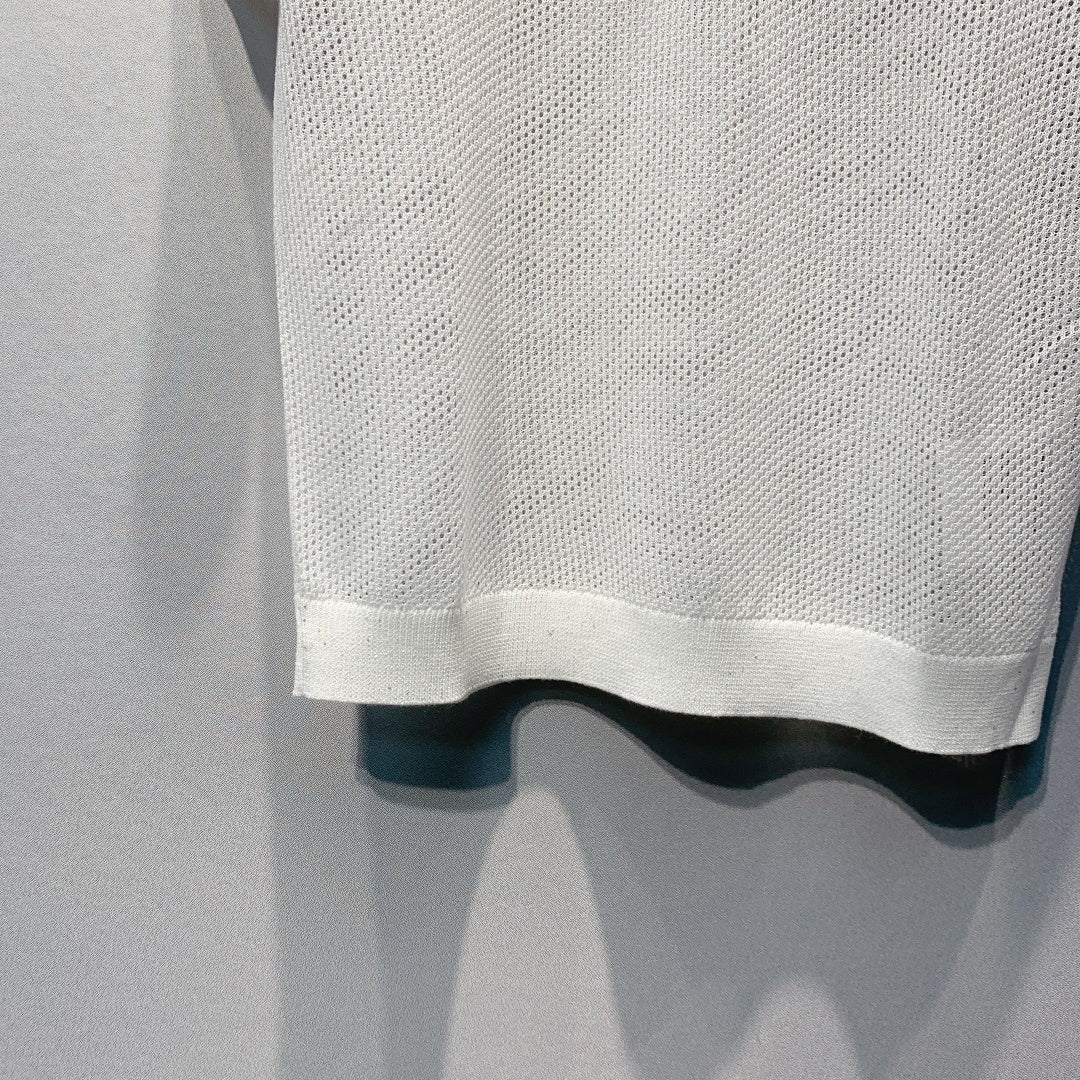 MiuMiu 2026 Mesh Polo Shirt Tencel 648090