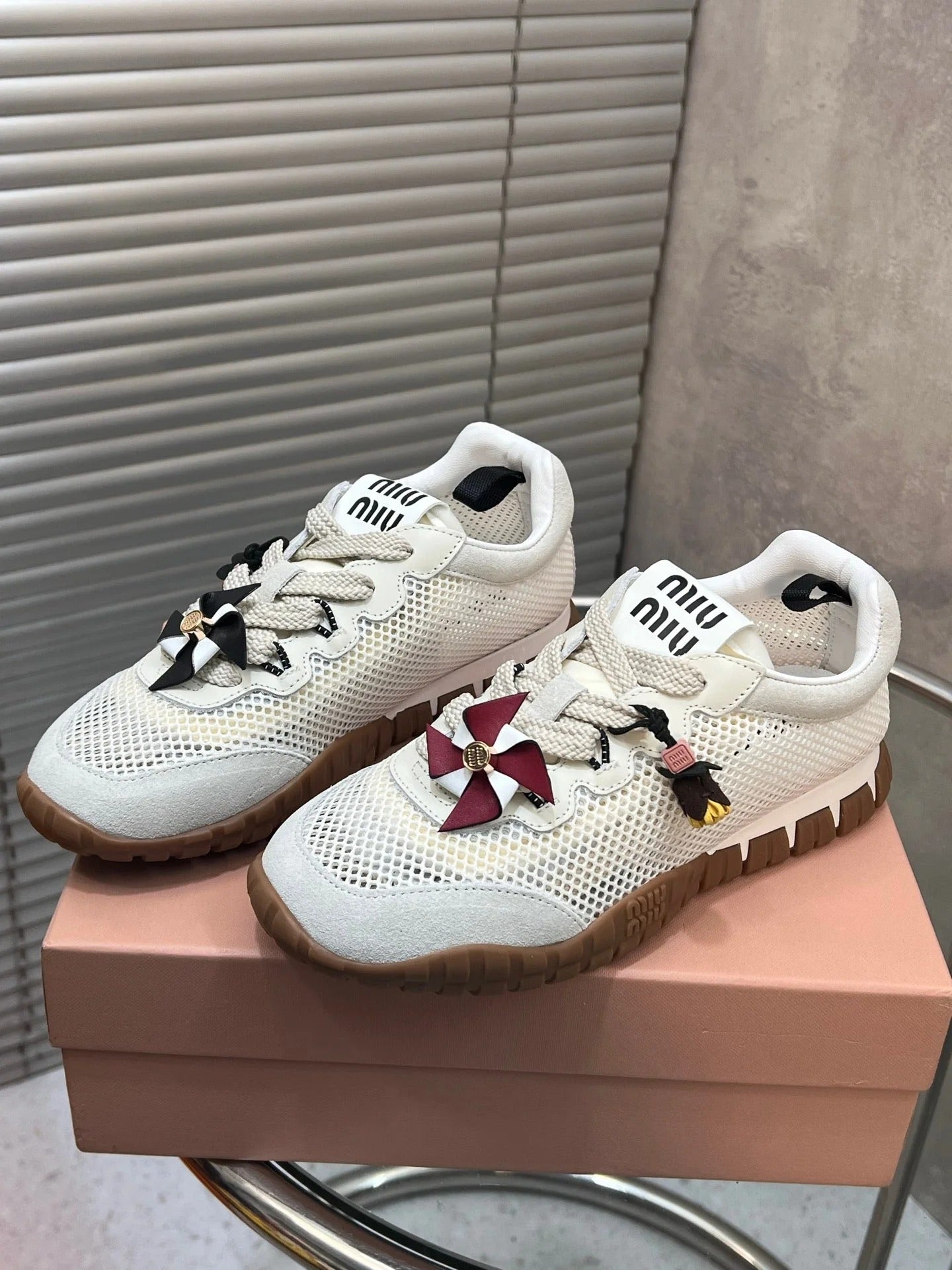 Miumiu 2026 Tyre Sneakers Mesh Suede Leather 952934