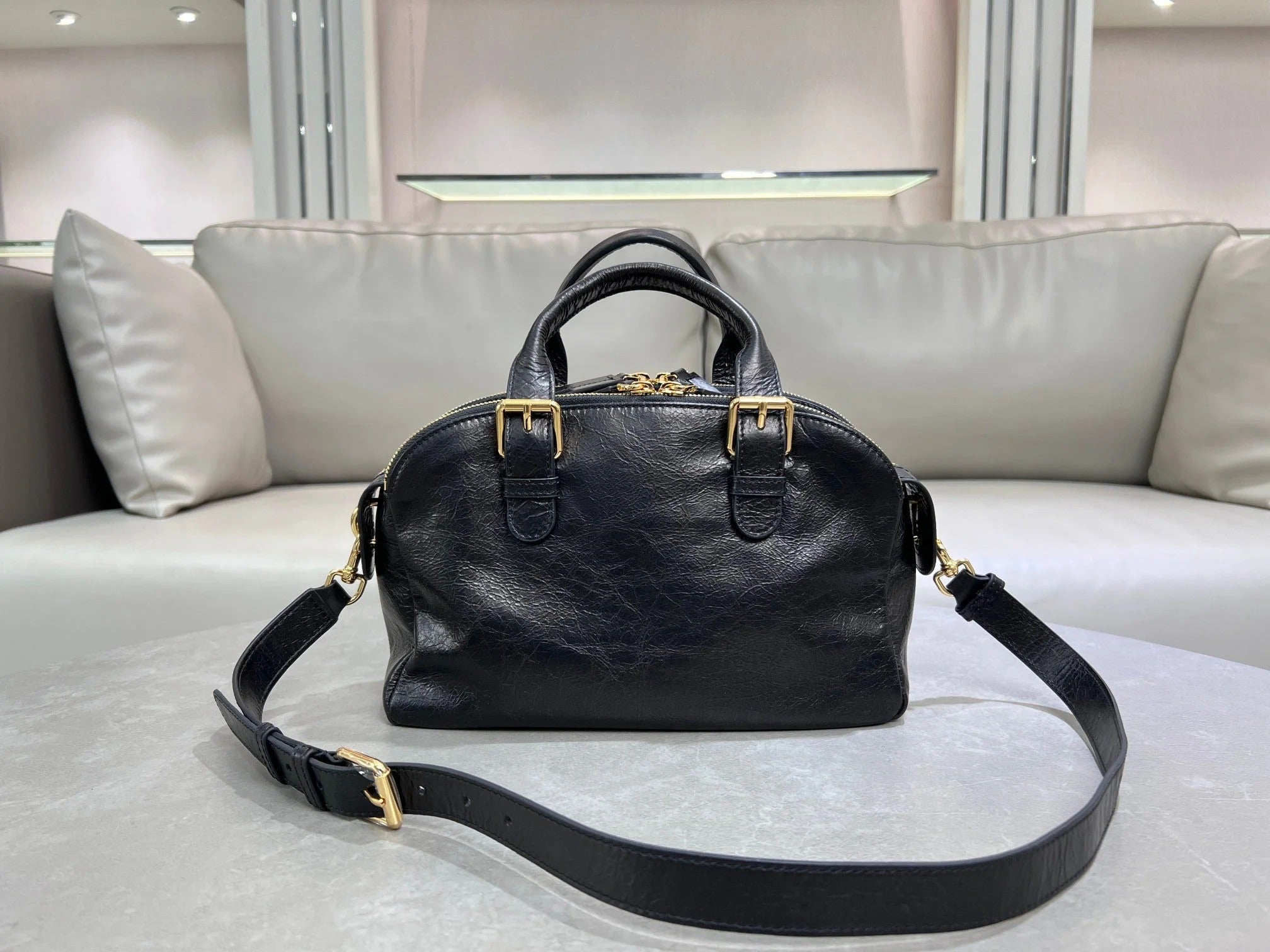 Dior 2026 Grand Tour Bowling Bag 28cm Black Calfskin