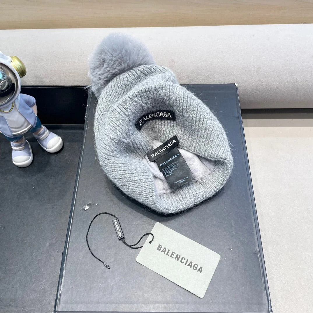 Balenciaga Knitted Hat with Pom-Pom 436967