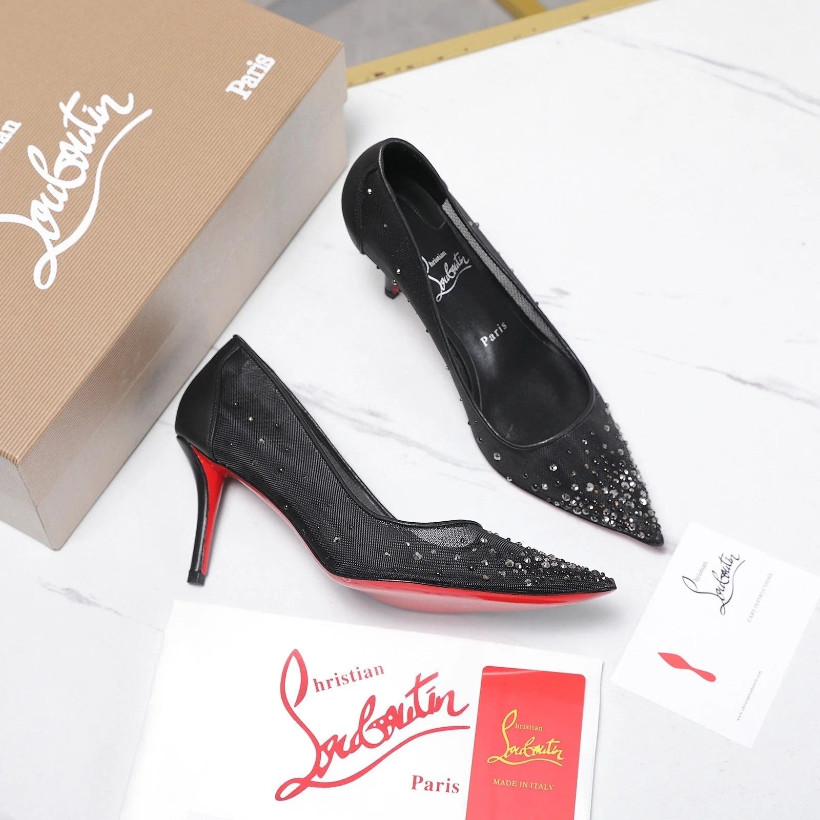 Christian Louboutin Miss Z Degrastrass Perla Pump Mesh Leather 863859
