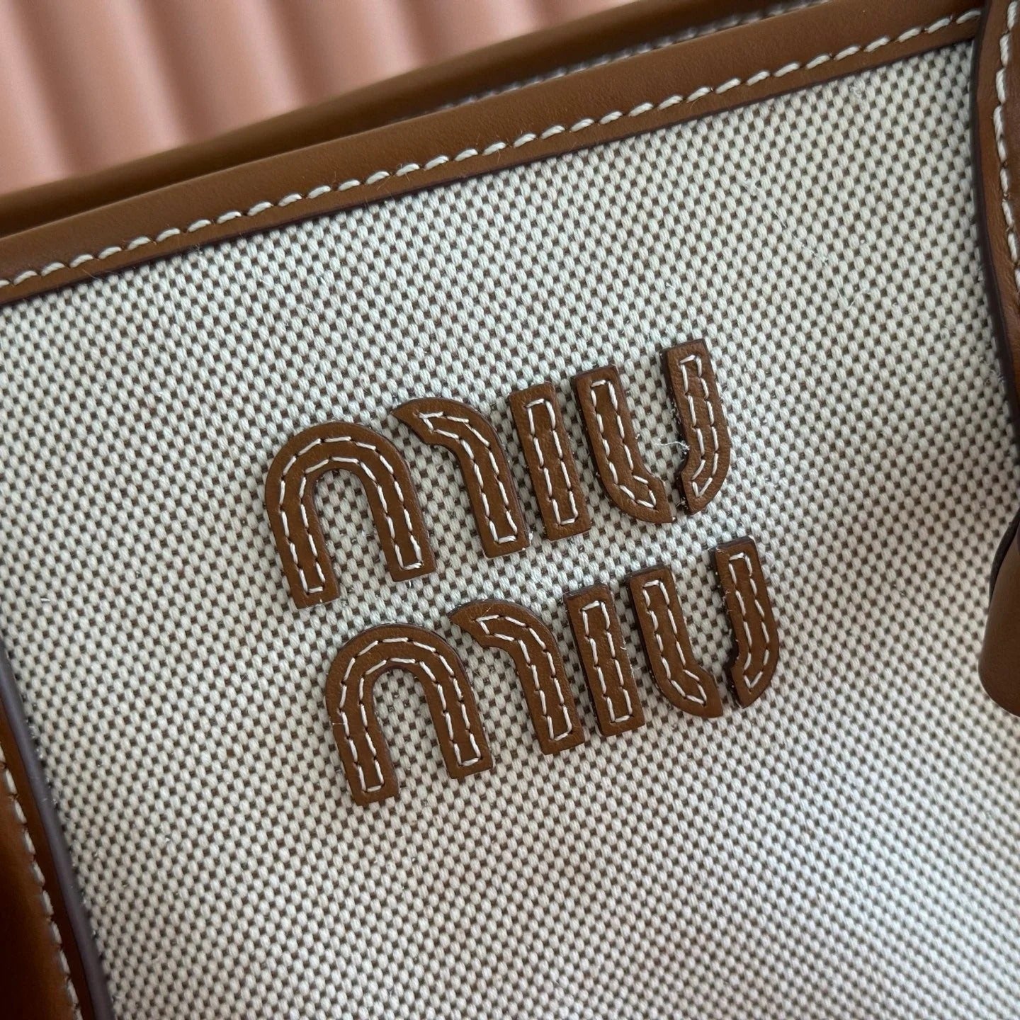 Miu Miu Aventure Handbag 44 Beige in Canvas 285306