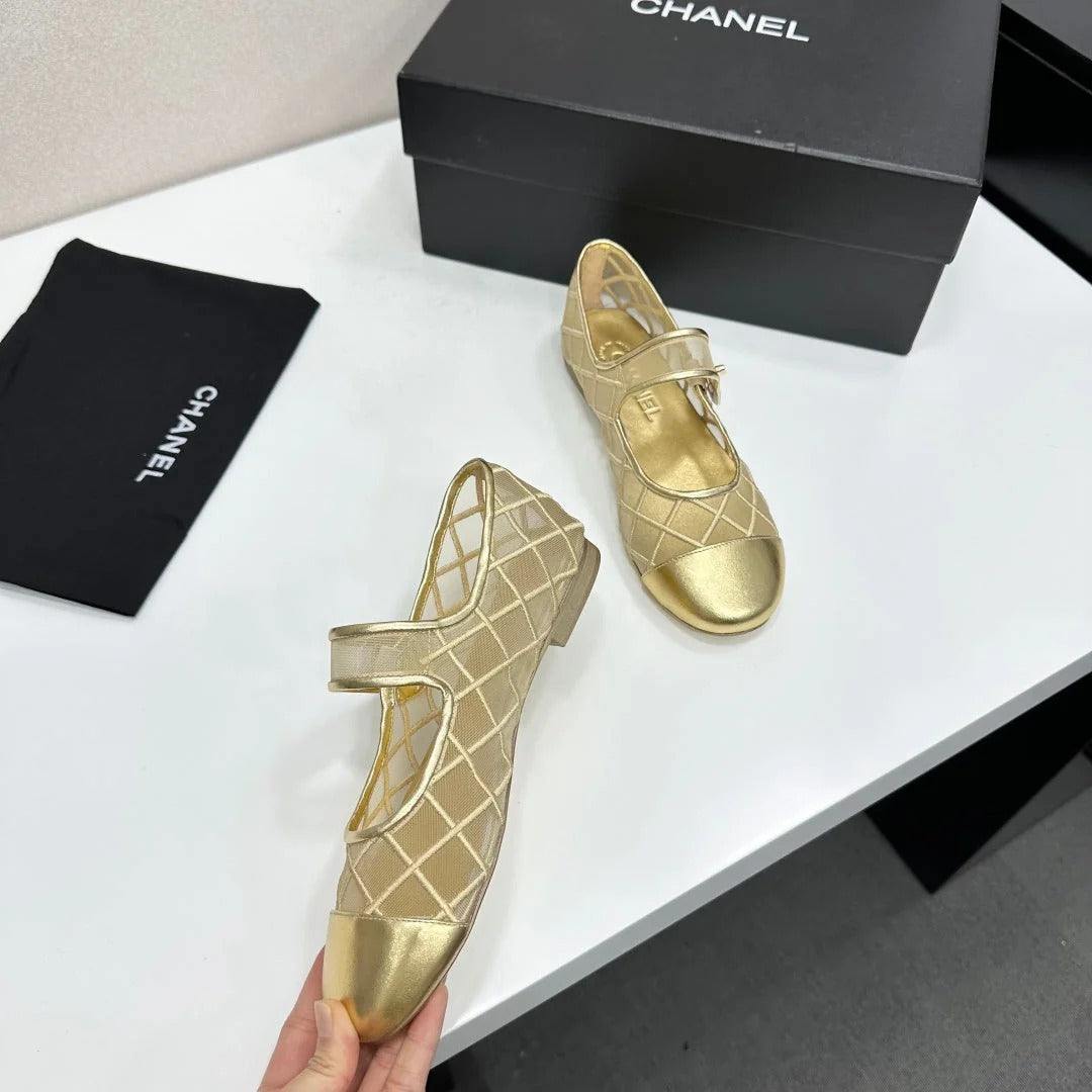 Chanel 2026 Mary Jane Ballet Flat Mesh Sheepskin 925879