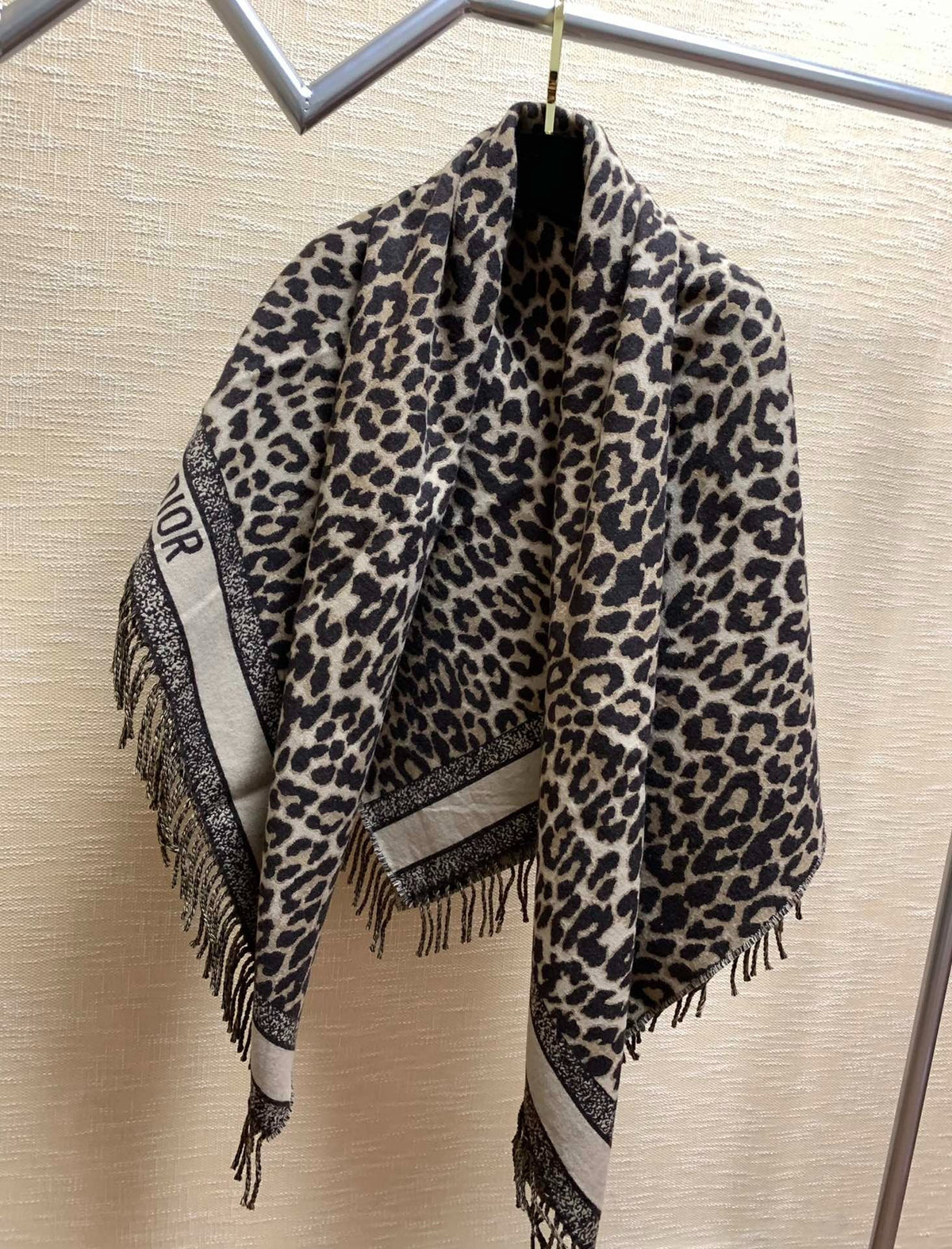 Dior 2026 Poncho Scarf 140cm Leopard Wool And Silk 198751
