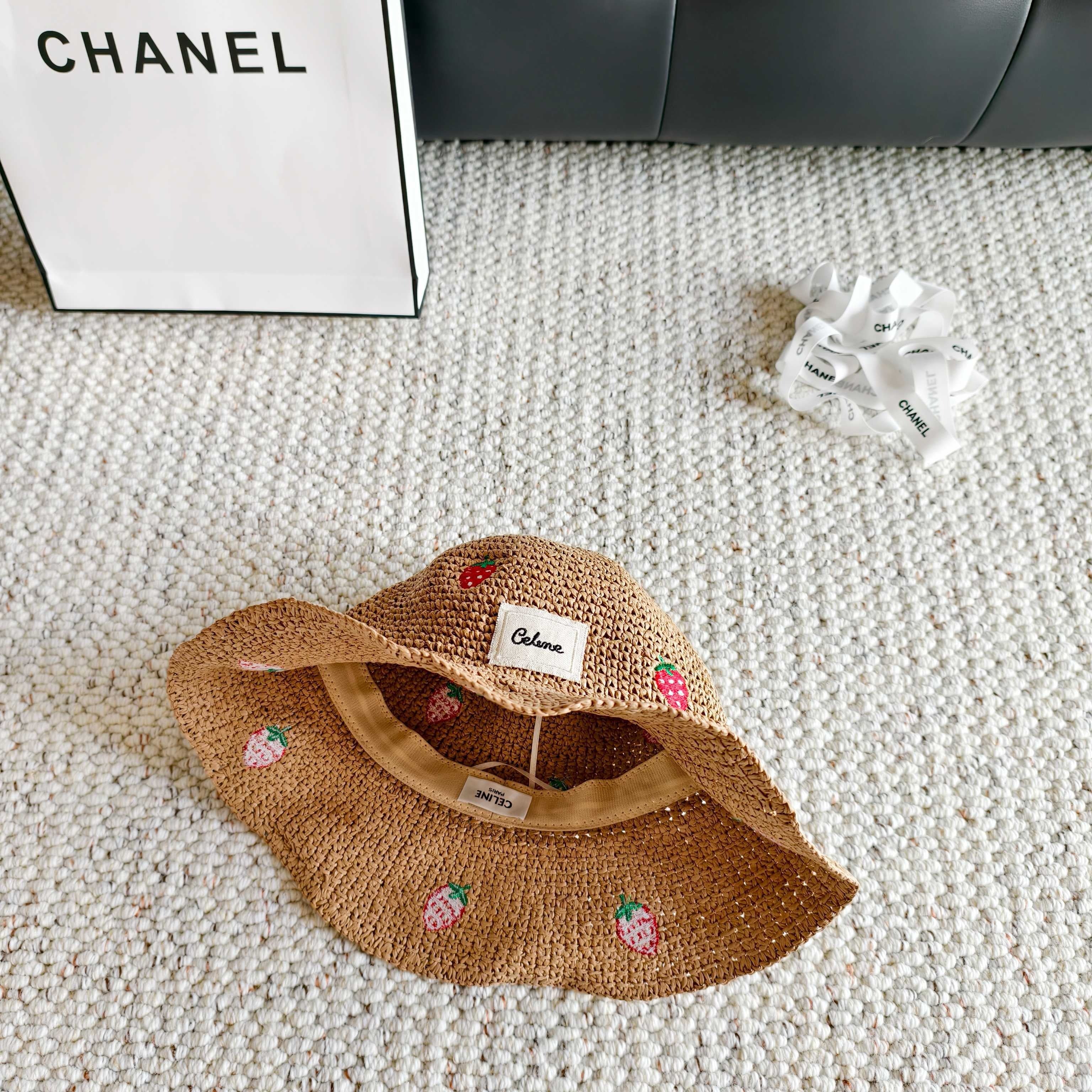 Celine Woven Strawberry Bucket Hat 400938