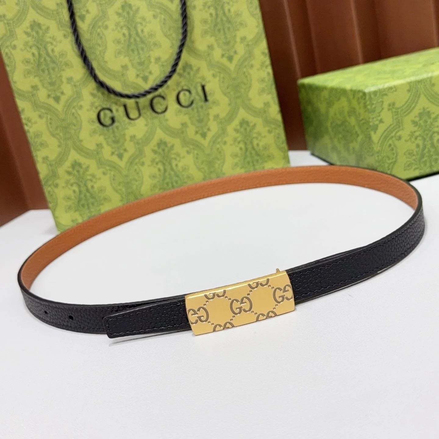 Gucci 2026 Squared Buckle Belt 15mm Leather 215284