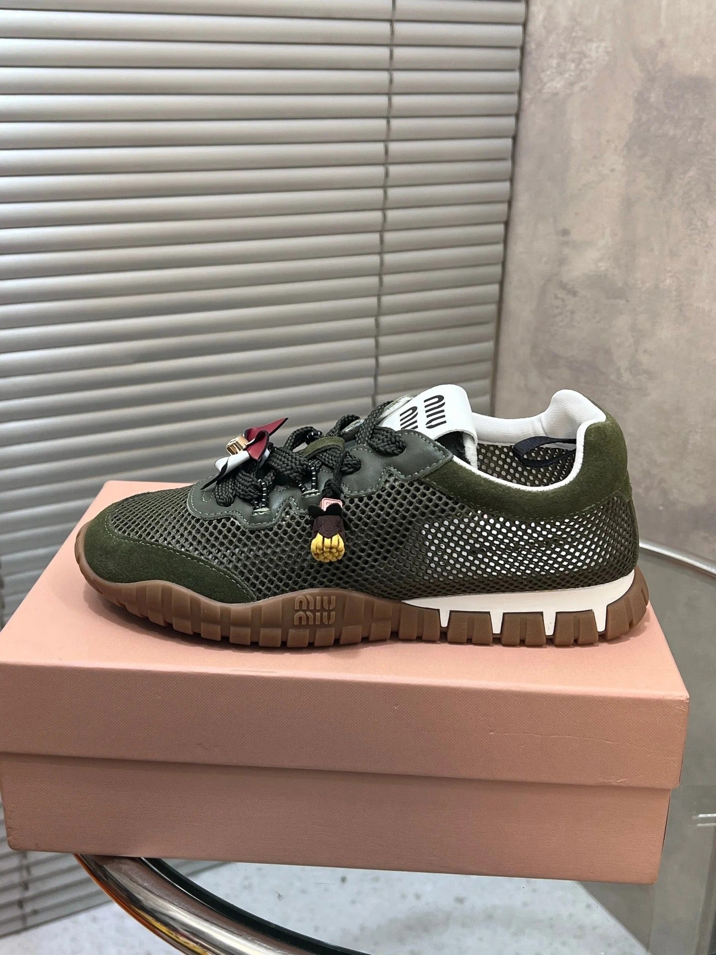 Miumiu 2026 Tyre Sneakers Mesh Suede Leather 952934