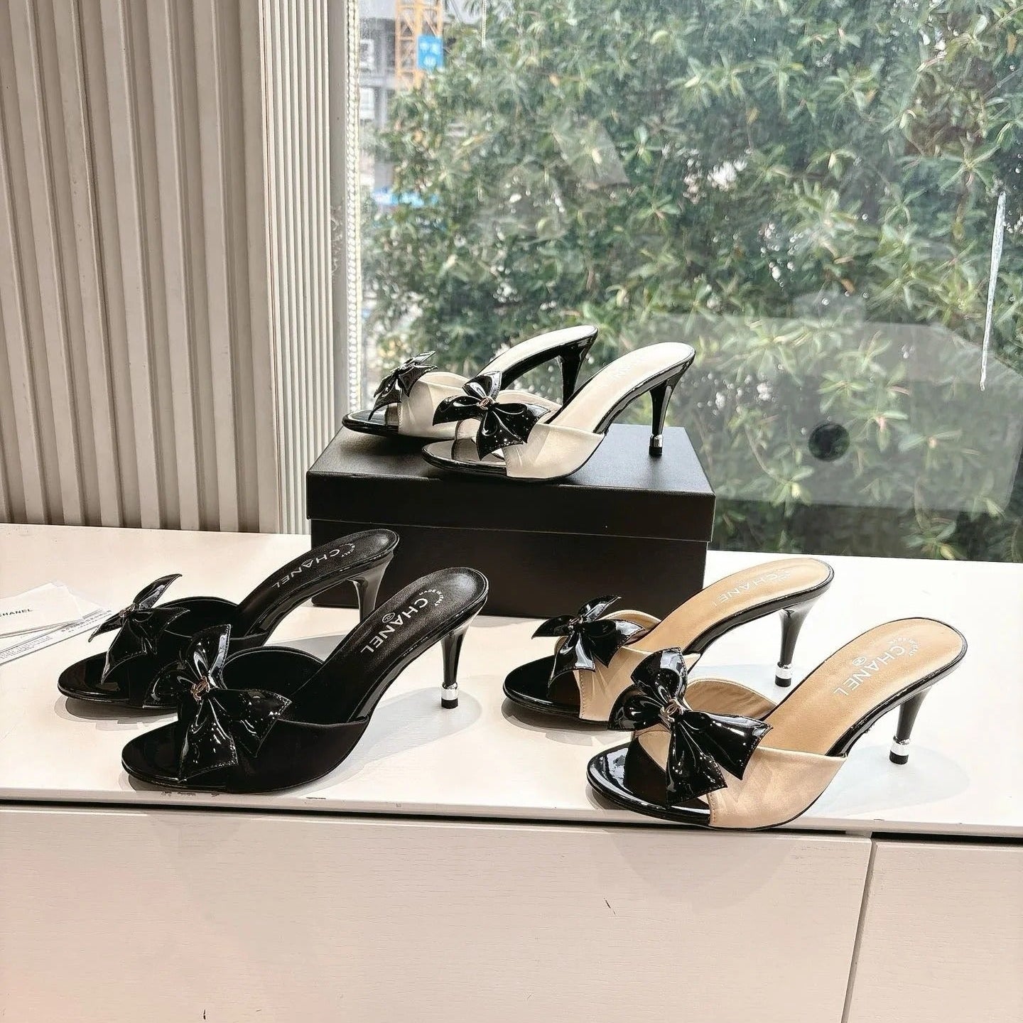 CC 2026 Black Bow Mule 80mm Leather