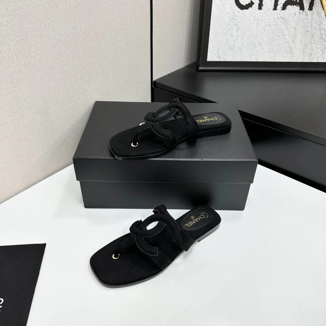 Chanel 2026 Flat Thong Sandal Suede Leather 822819