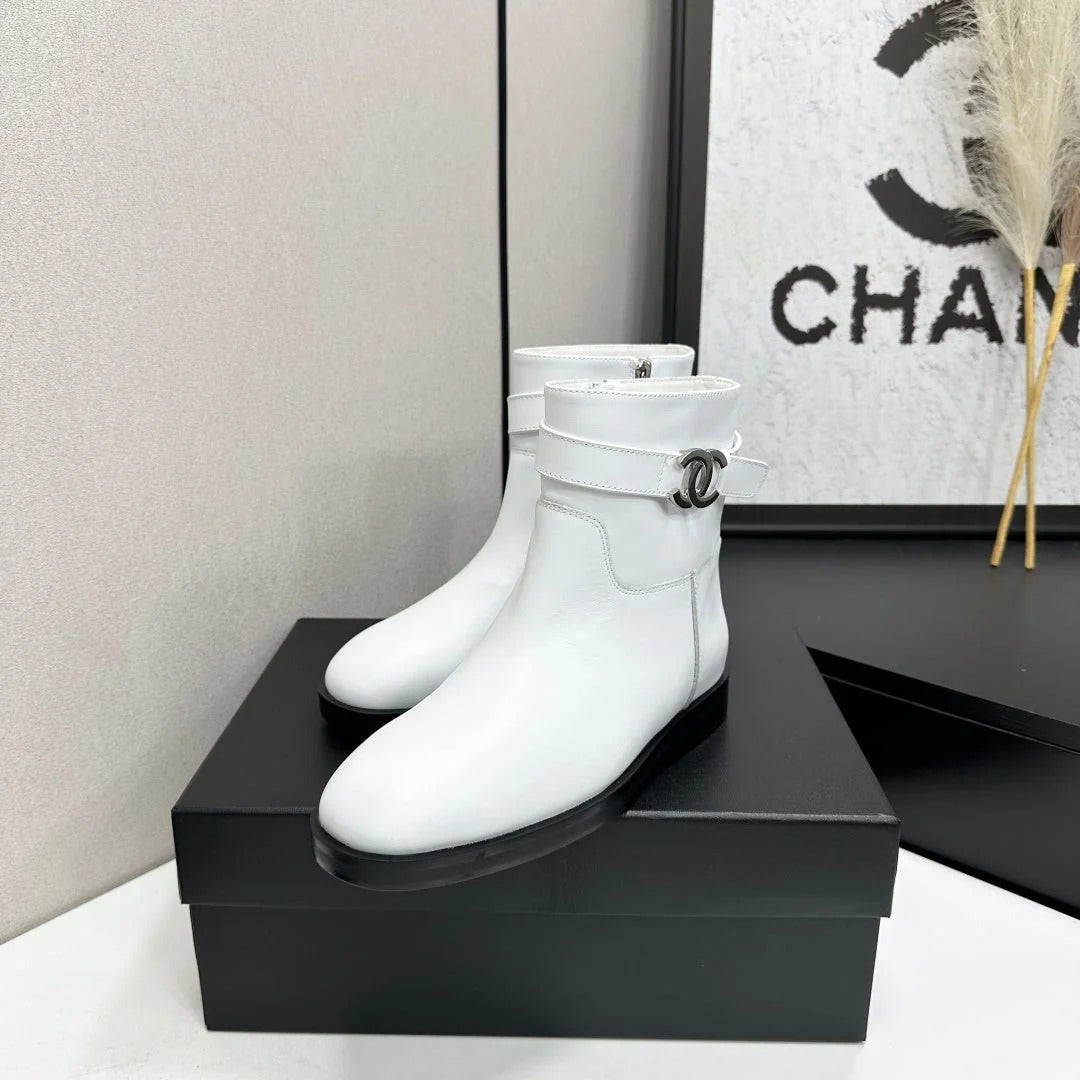 Chanel 2026 CC Logo Belted Boots Cowhide 985942