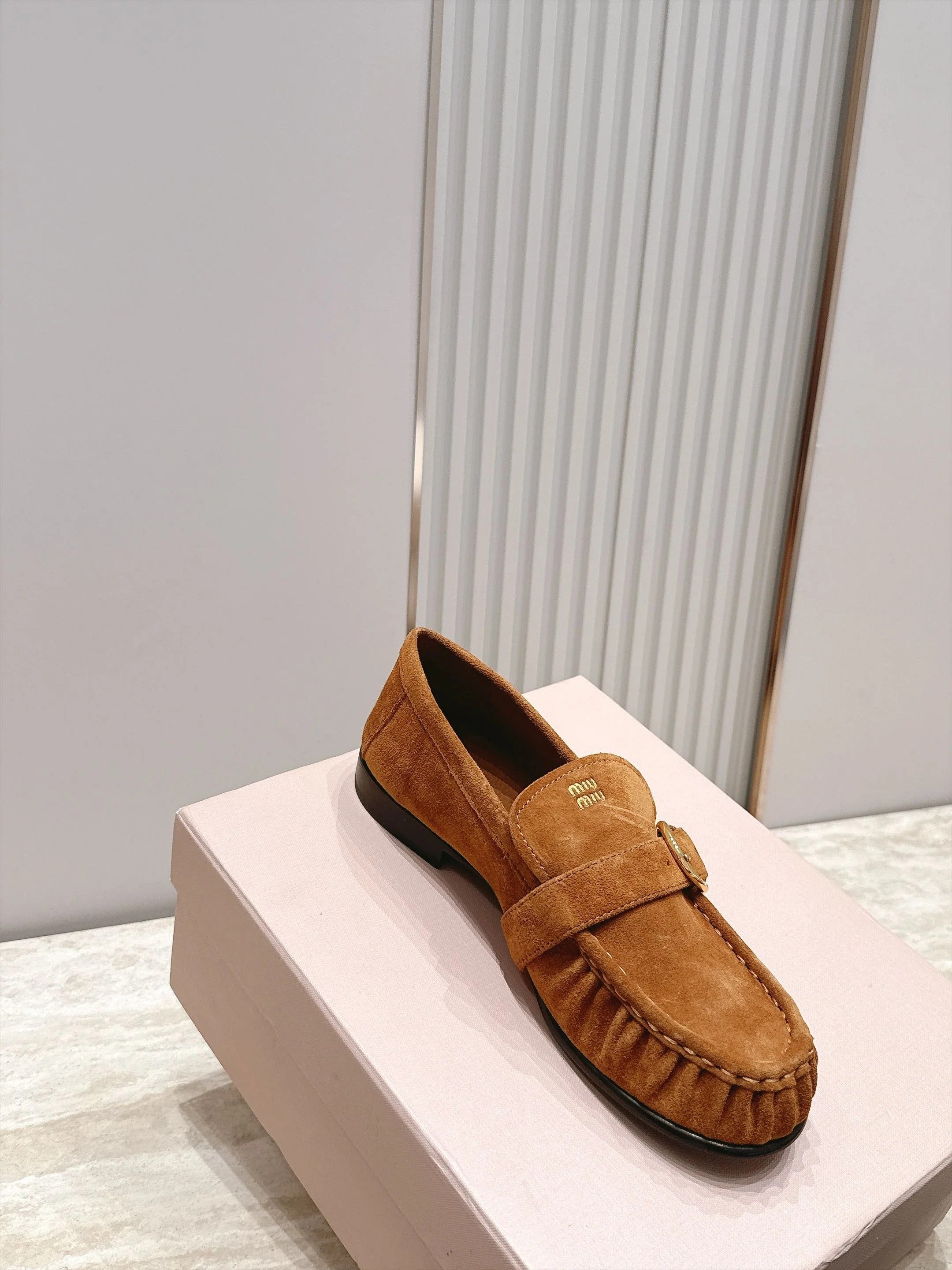 Miumiu 2026 Buckle Loafers Suede Calfskin 954313