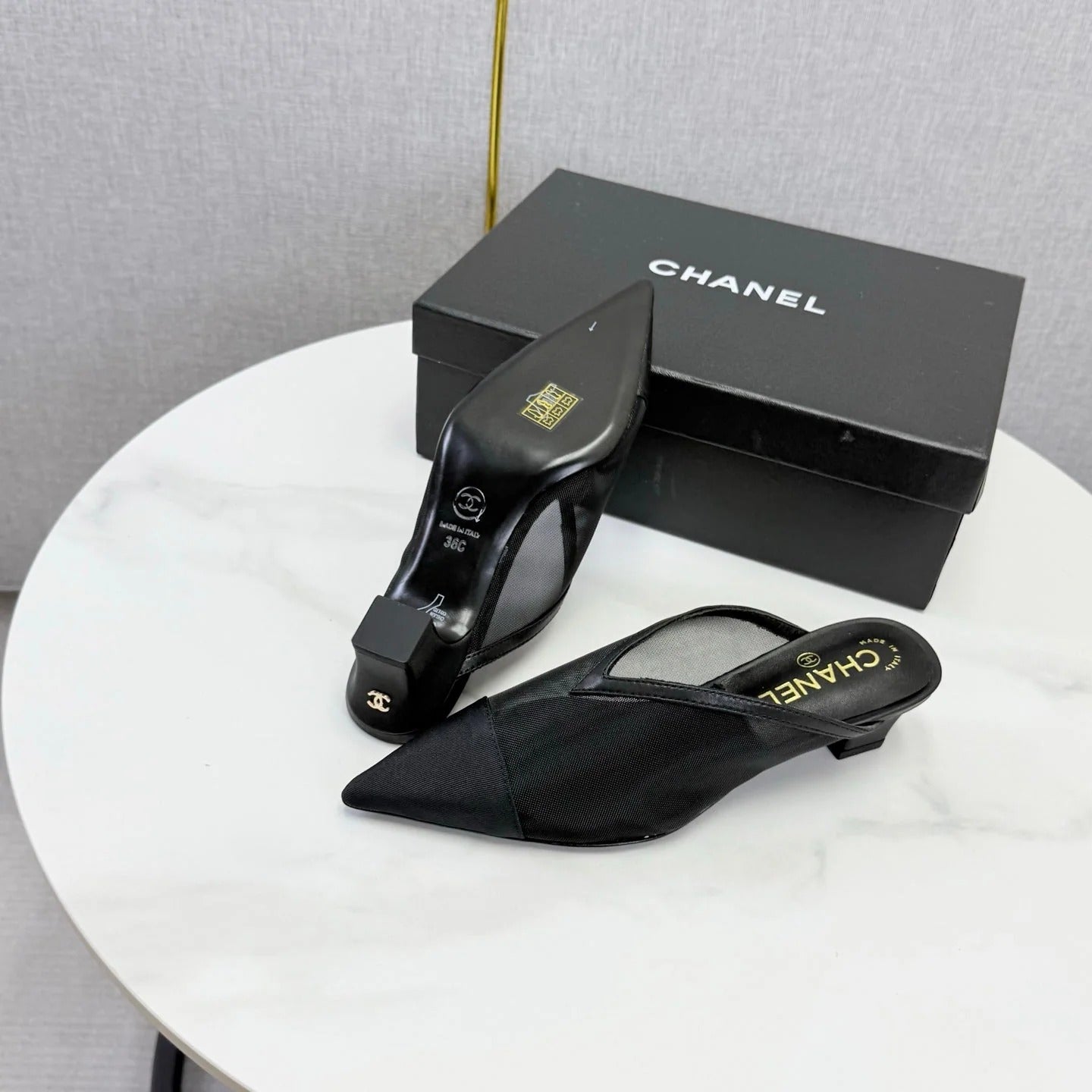 Chanel 2026 Mesh Mule Fabric Sheepskin 904436