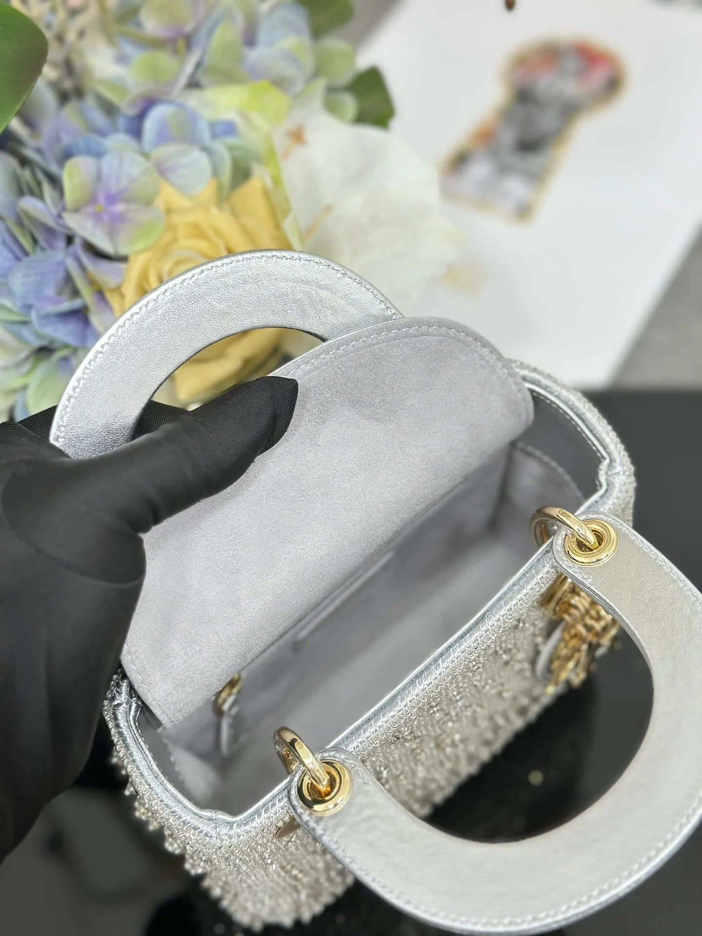 Dior 2026 Embroidered Beaded Bag 17cm Lambskin