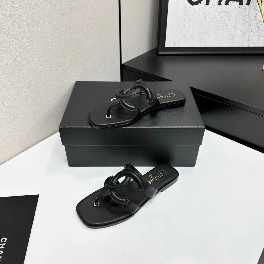 Chanel 2026 Flat Thong Sandal Suede Leather 822819