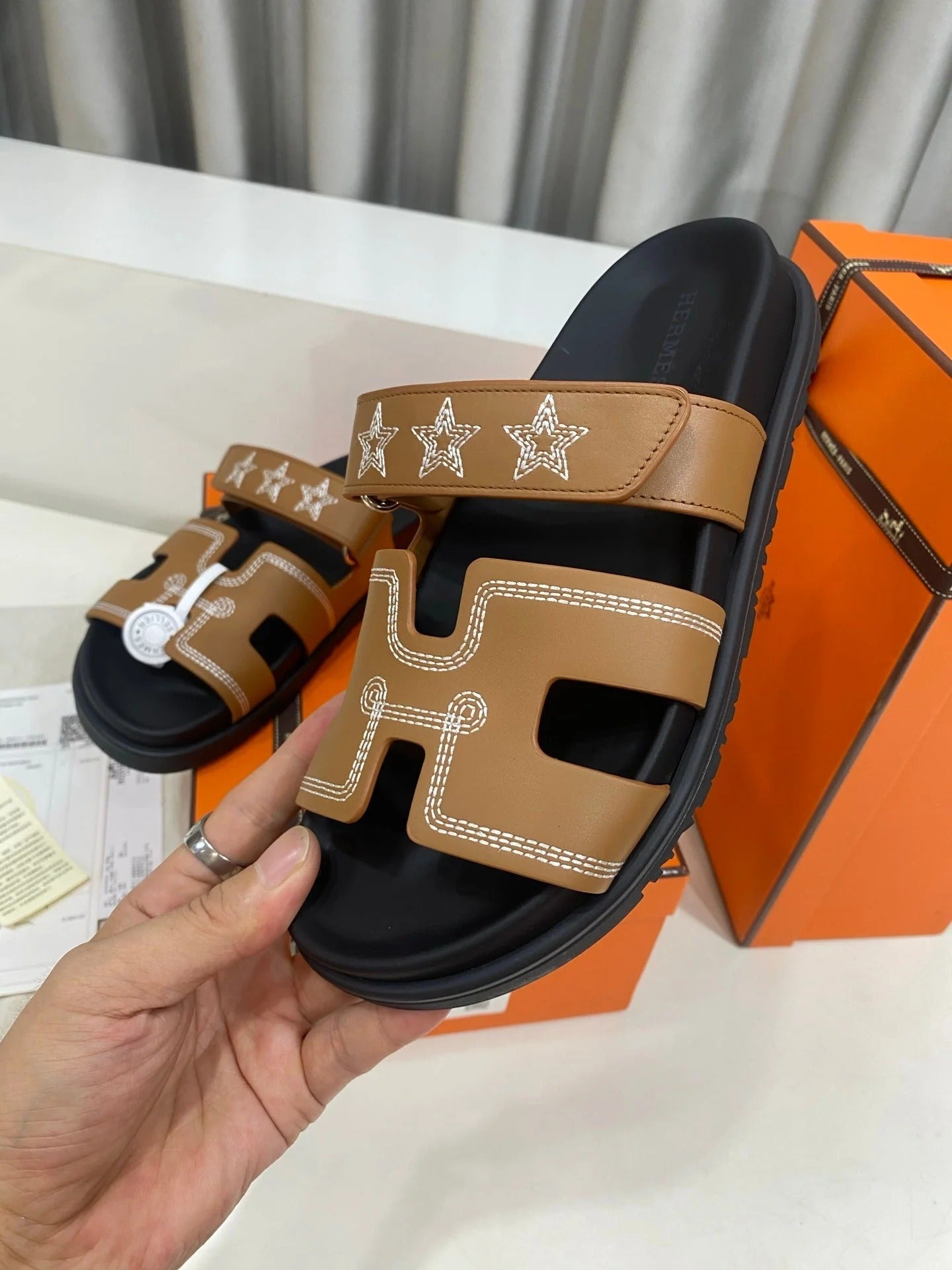 Hermes 2026 Chypre Sandal With Star Embroidery Calfskin 957512