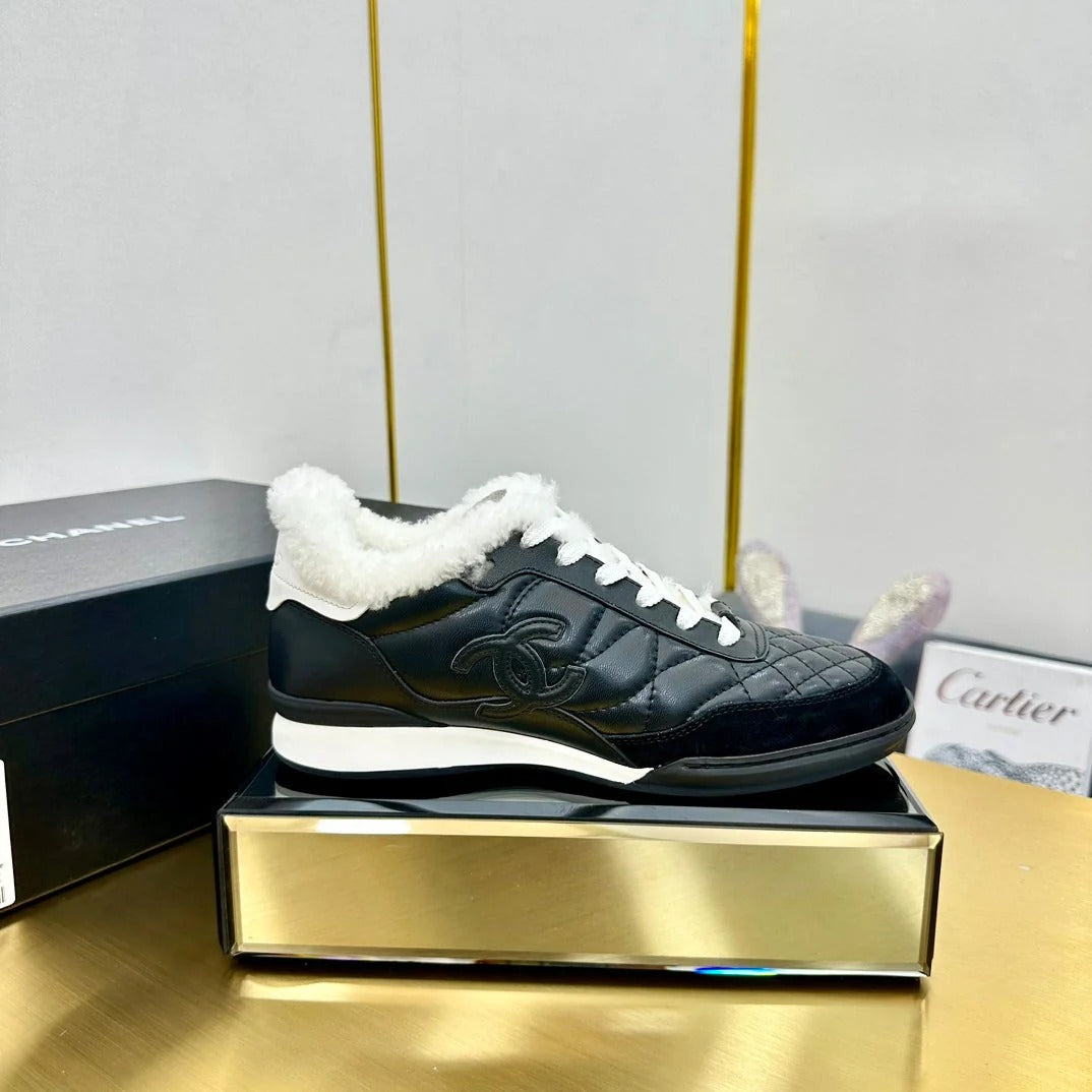 Chanel 2026 Quilted Shearling Sneakers Cowhide 986965