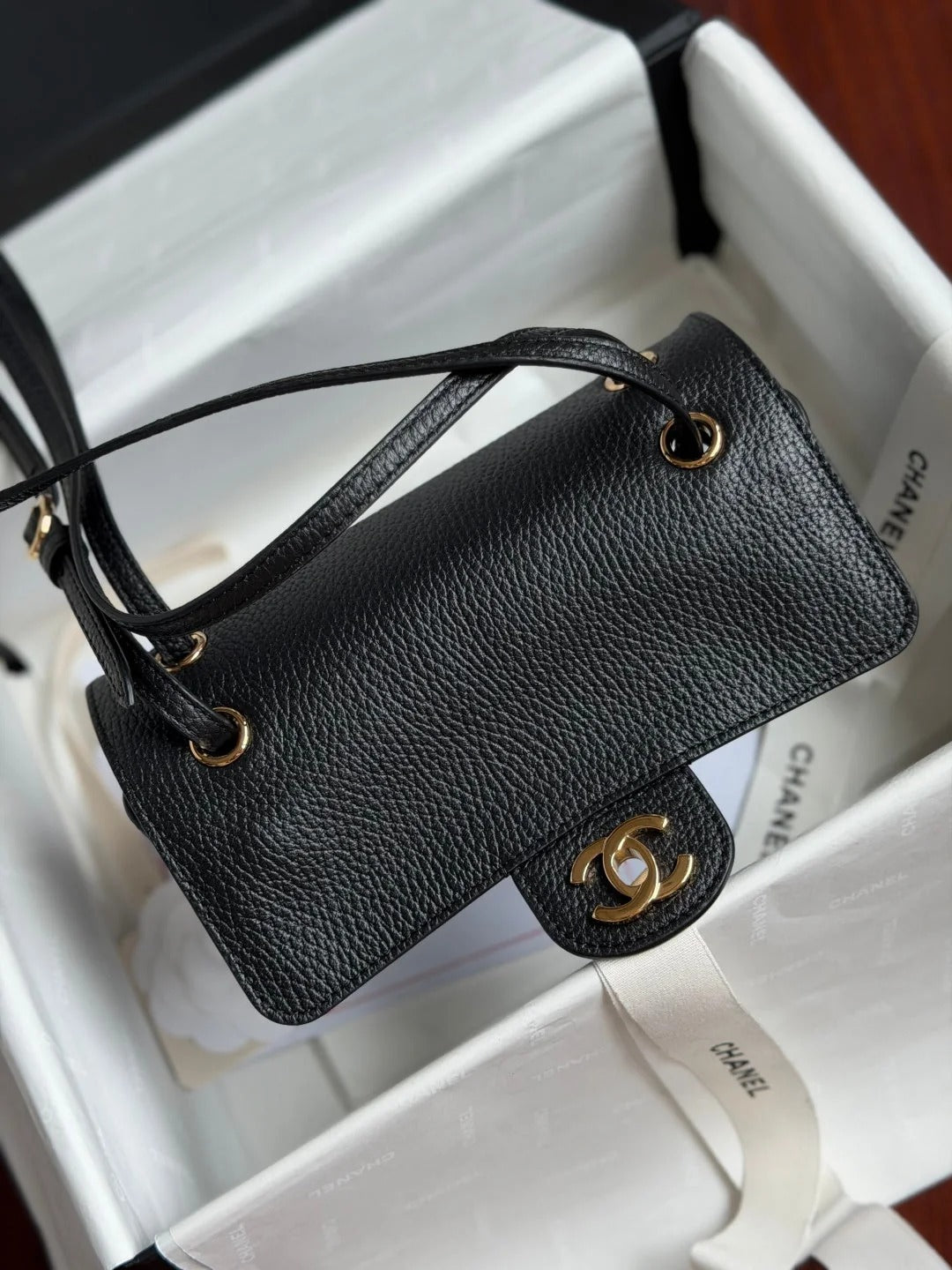 CC 2026 Mini Flap Bag 20cm Denim And Grained Calfskin