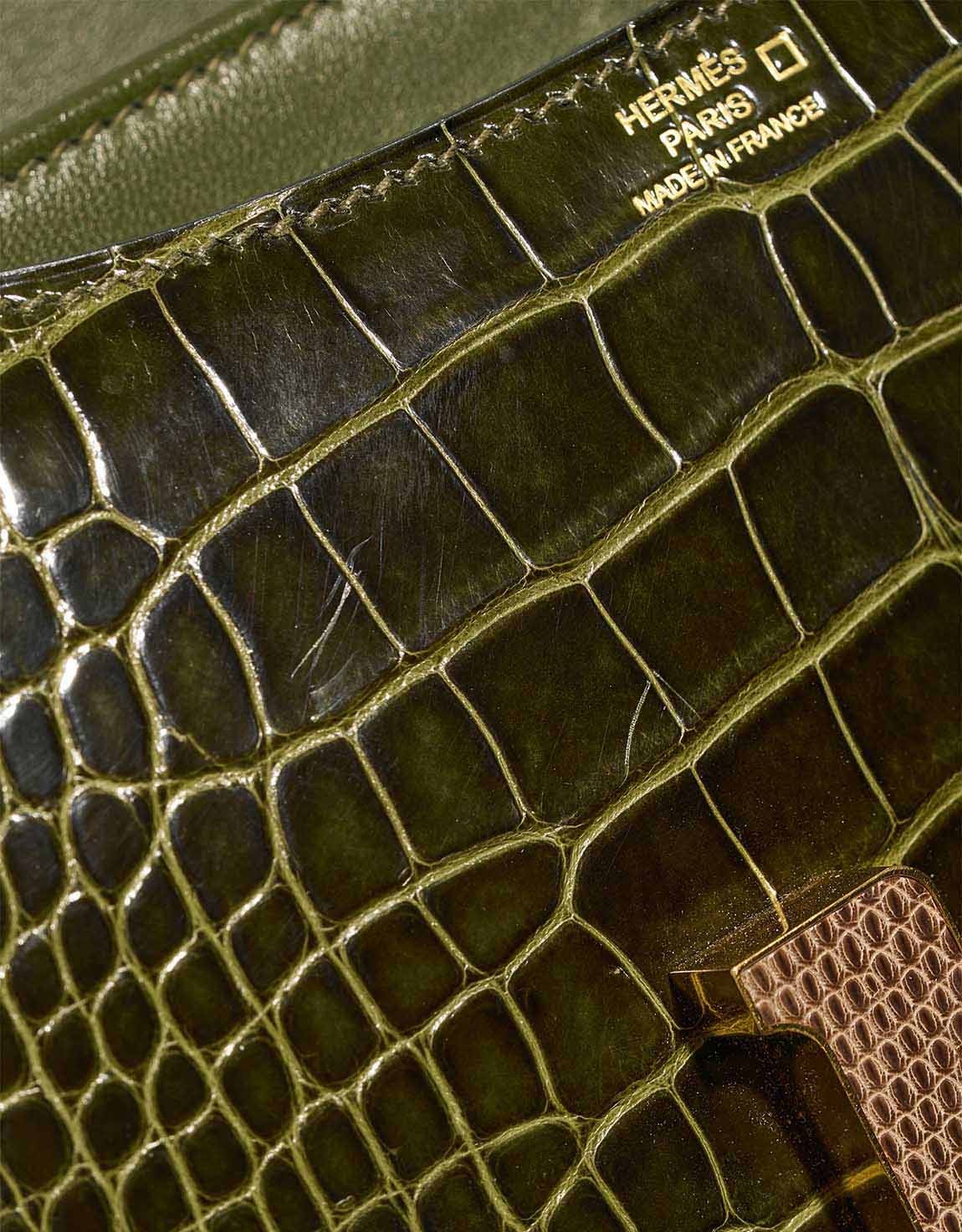 HM Constance Bag 18cm Olive Green Crocodile (15 day for production)