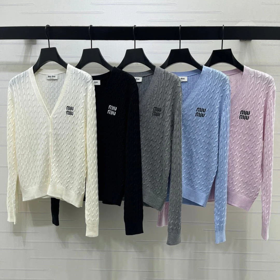 Miumiu 2026 Knit V-neck Long-Sleeve Cardigan Wool 417676