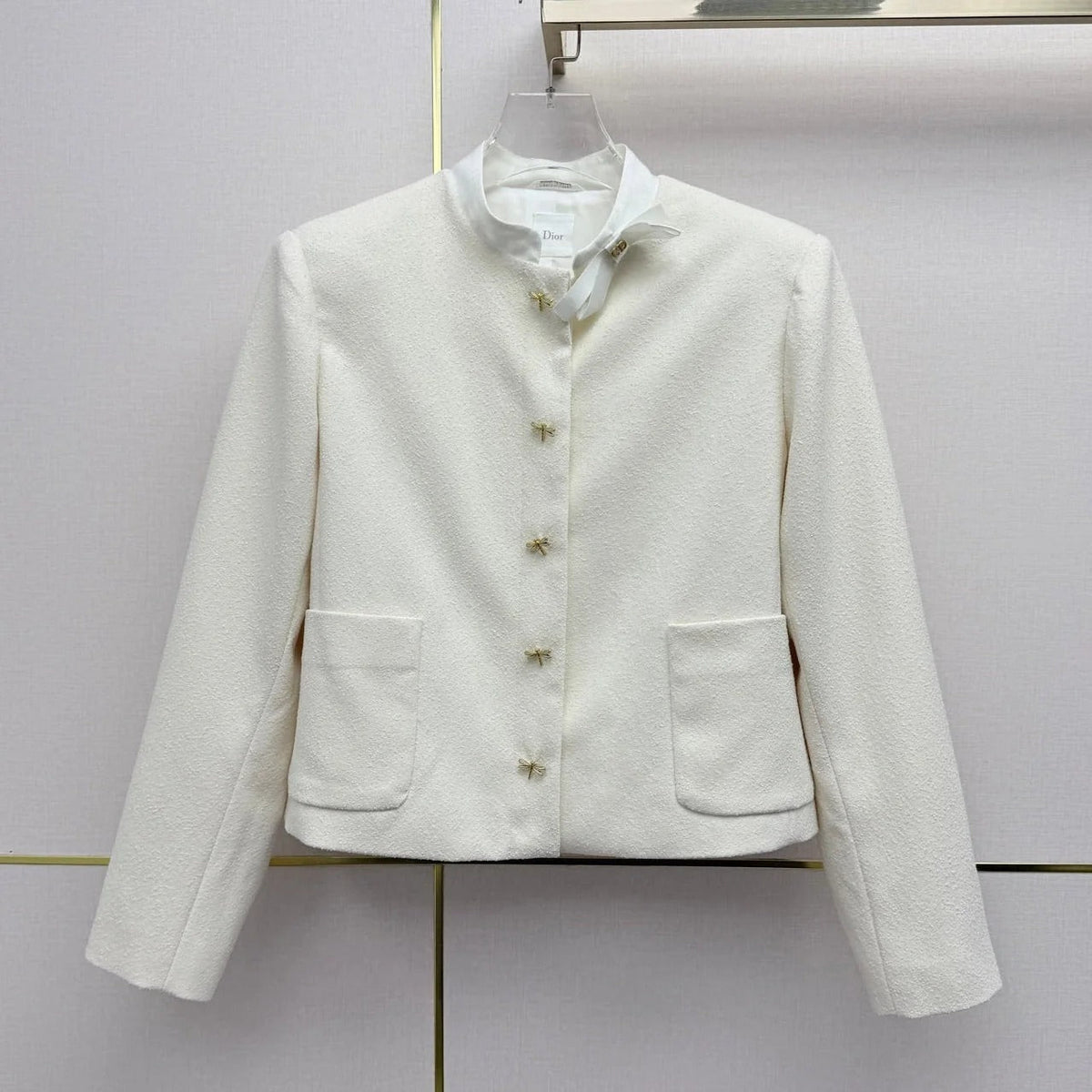 Dior 2026 Stand Collar Jacket White Wool 425720