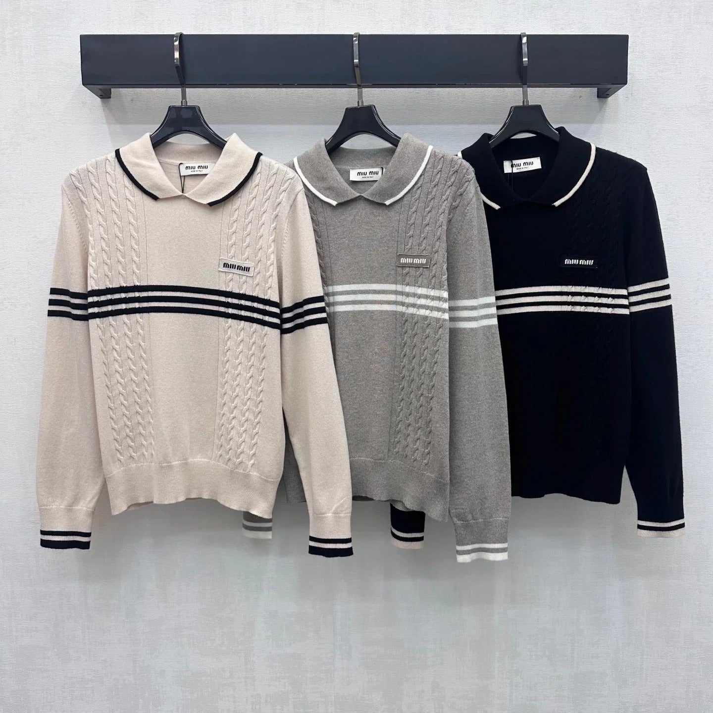 Miumiu 2026 Striped Long-Sleeve Knitwear Wool 418694