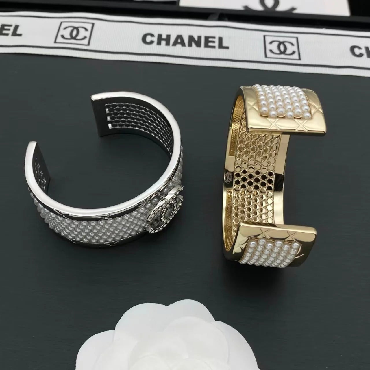 Chanel Pearl & CC Logo Bracelet