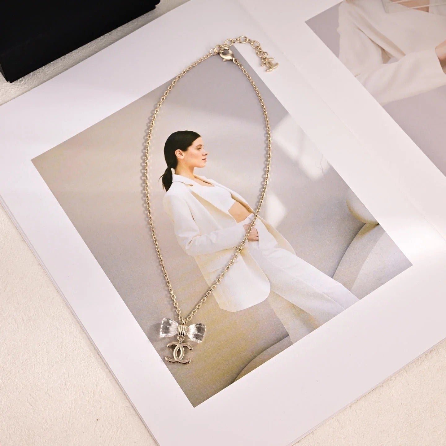 CC Transparent Bow Light Gold Necklaces