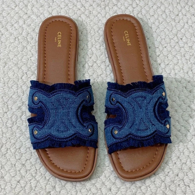 Celine 2026 Triomphe Marina Sandals Blue Denim 995223