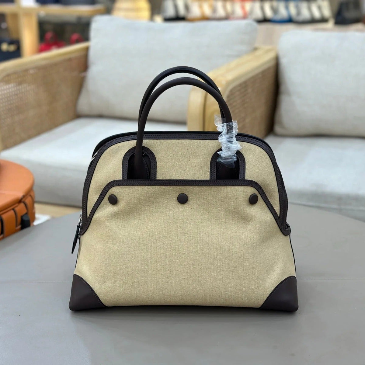 High-end Hermes 2026 Cargo Bolide 31cm Bag Canvas/Swift Leather