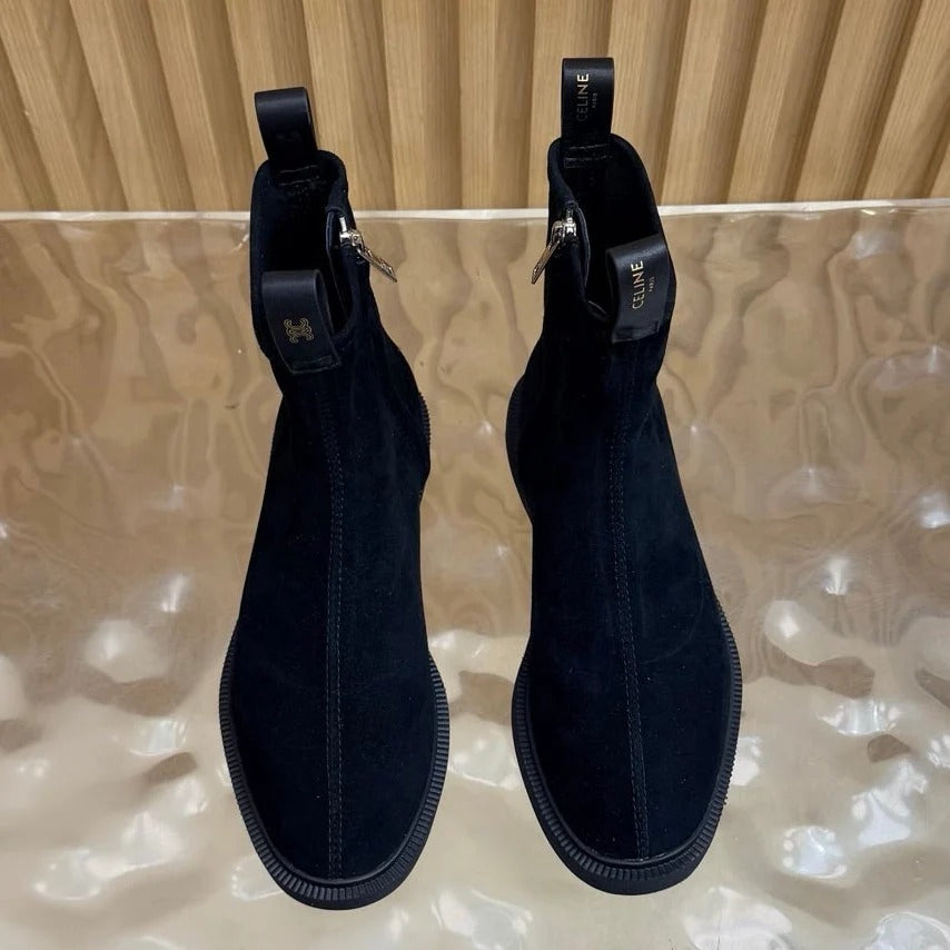 Celine 2026 Zipper Ankle Boots Suede Leather 995593