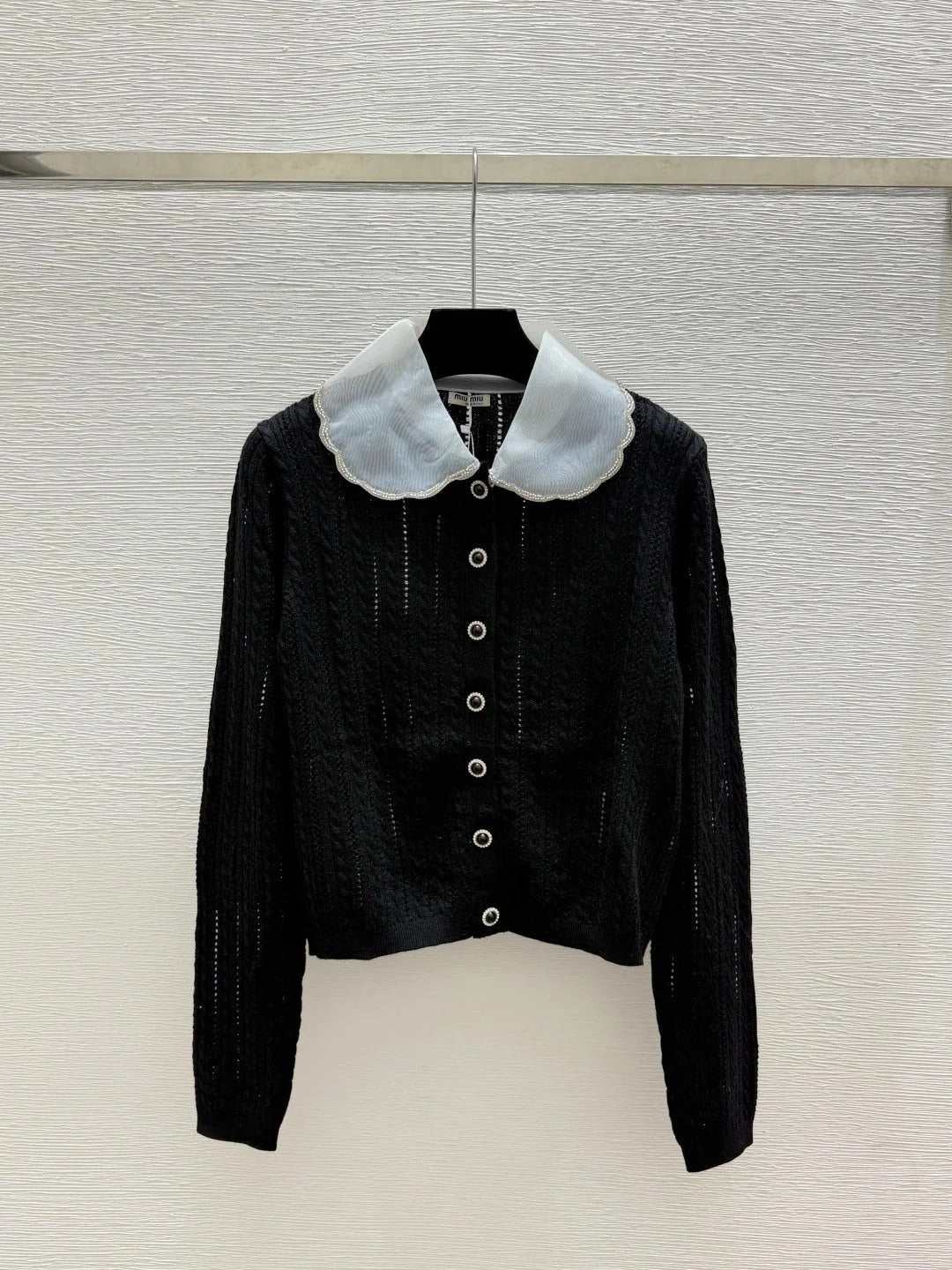 Miumiu 2026 Beaded Collar Knit Cardigan Wool 794264