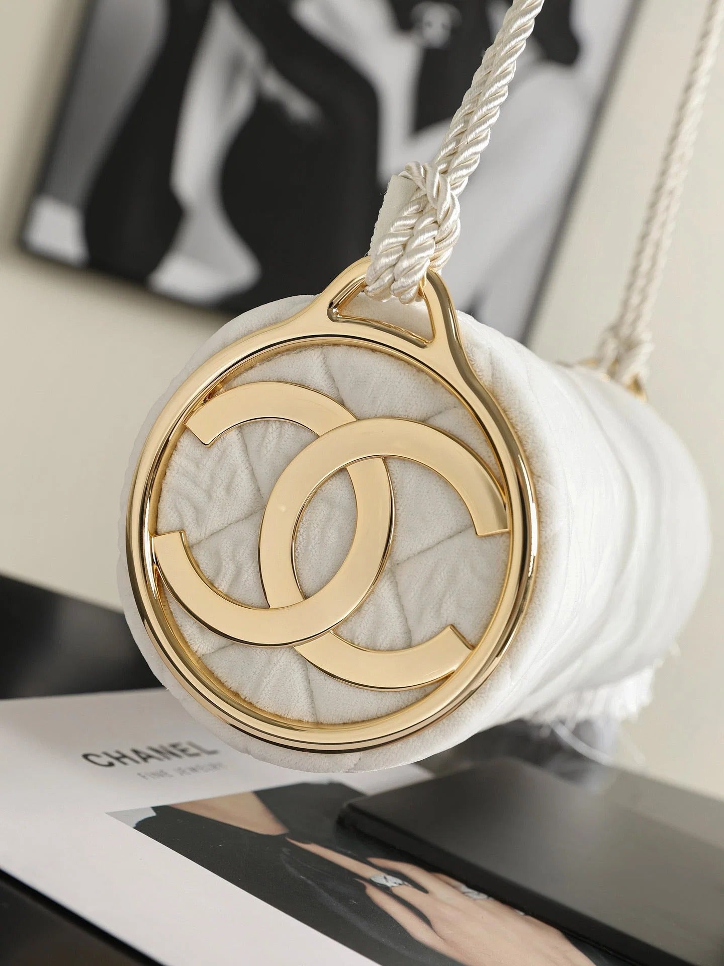 Chanel 2026 Clutch With Strap 23.5cm White Velvet Leather