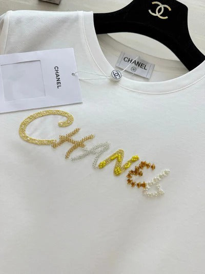 Chanel 2026 Sequin Letter T-shirt Cotton 377553