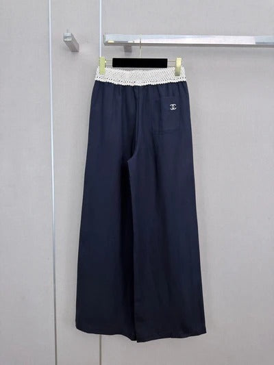 Chanel 2026 Wide-leg Trousers With Unique Waist Tencel Linen 377055