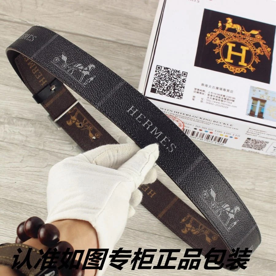 HM Constance Belt 38mm Black Cowhide Sliver Buckle 620194