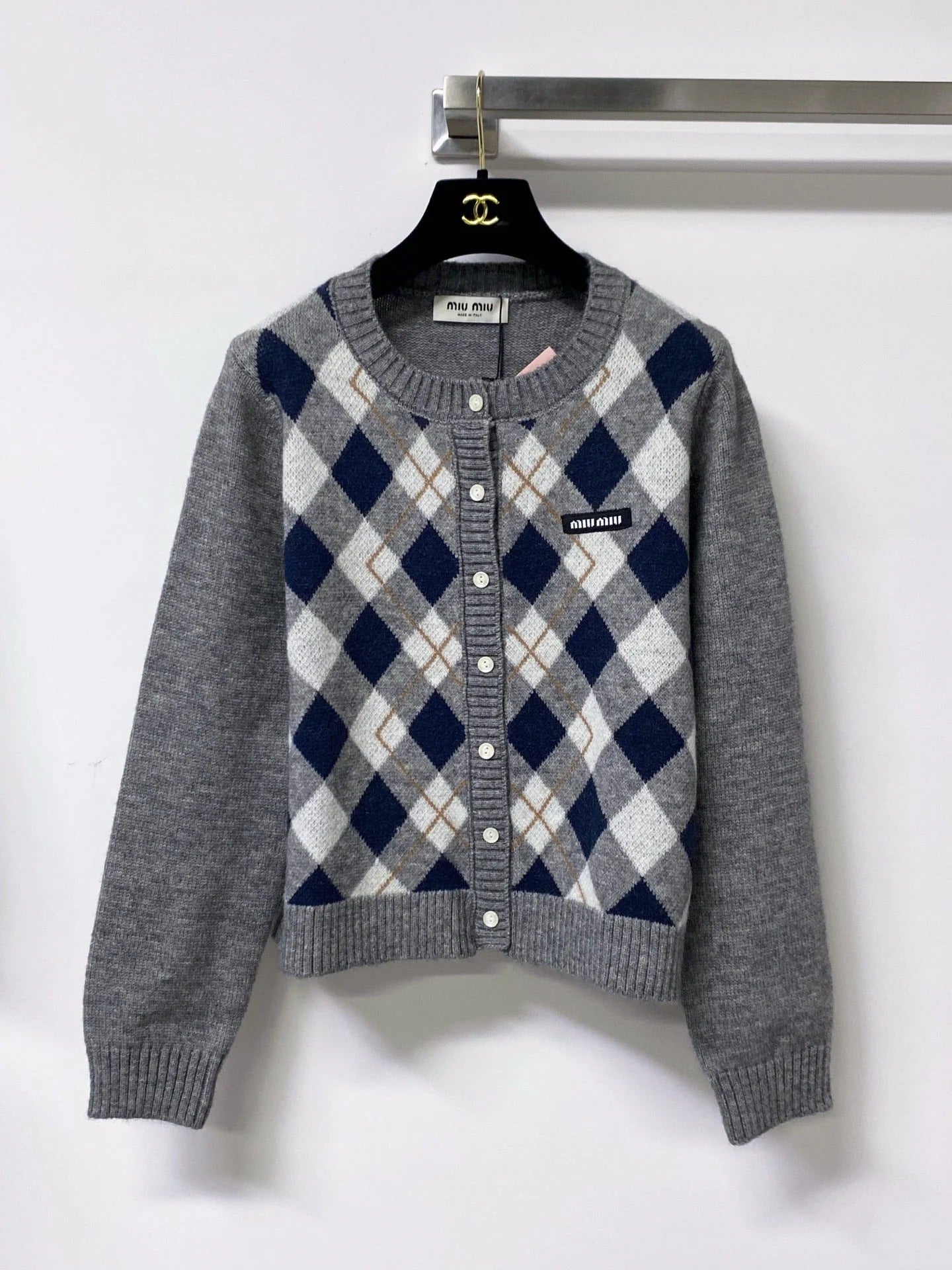 Miumiu 2026 Cardigan with Logo Embellishment Wool 836130