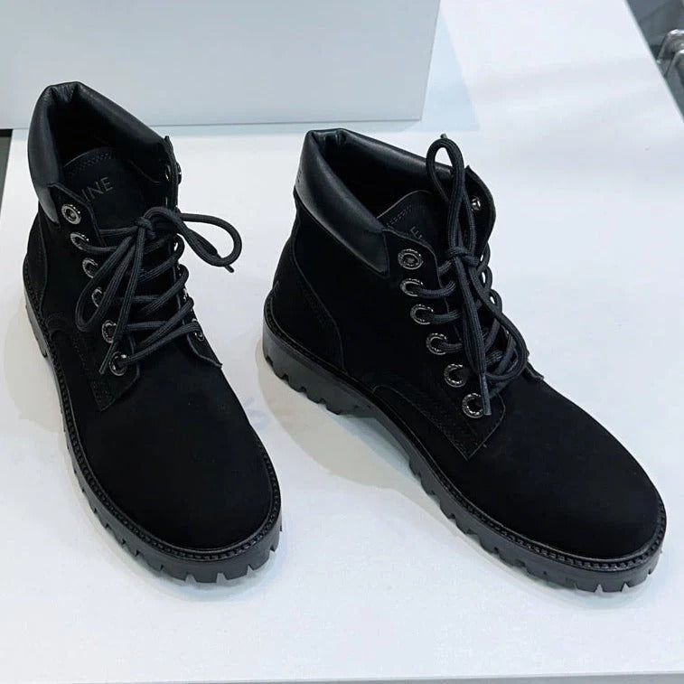Celine 2026 Martin Lace-Up Boots Nubuck Leather 107294