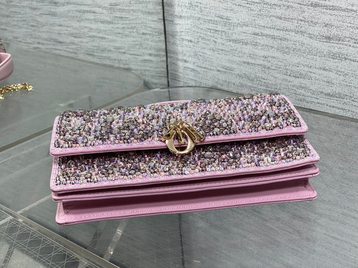 Dior 2026 Embellished With Sparkling Crystals Pink Leather