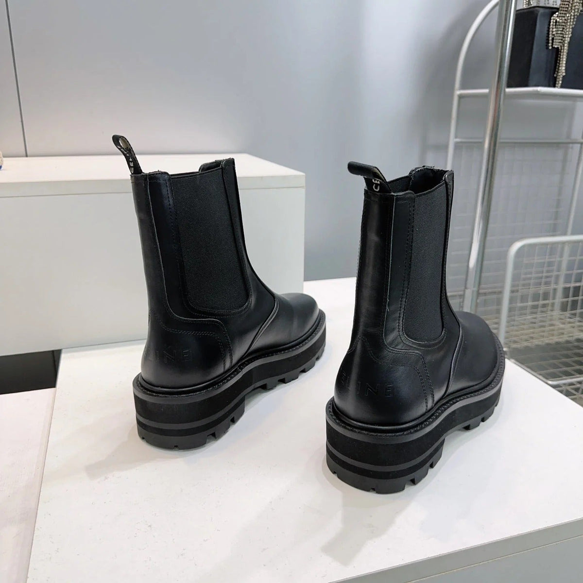 Celine 2026 Chunky Chelsea Boots Black Calfskin 107301