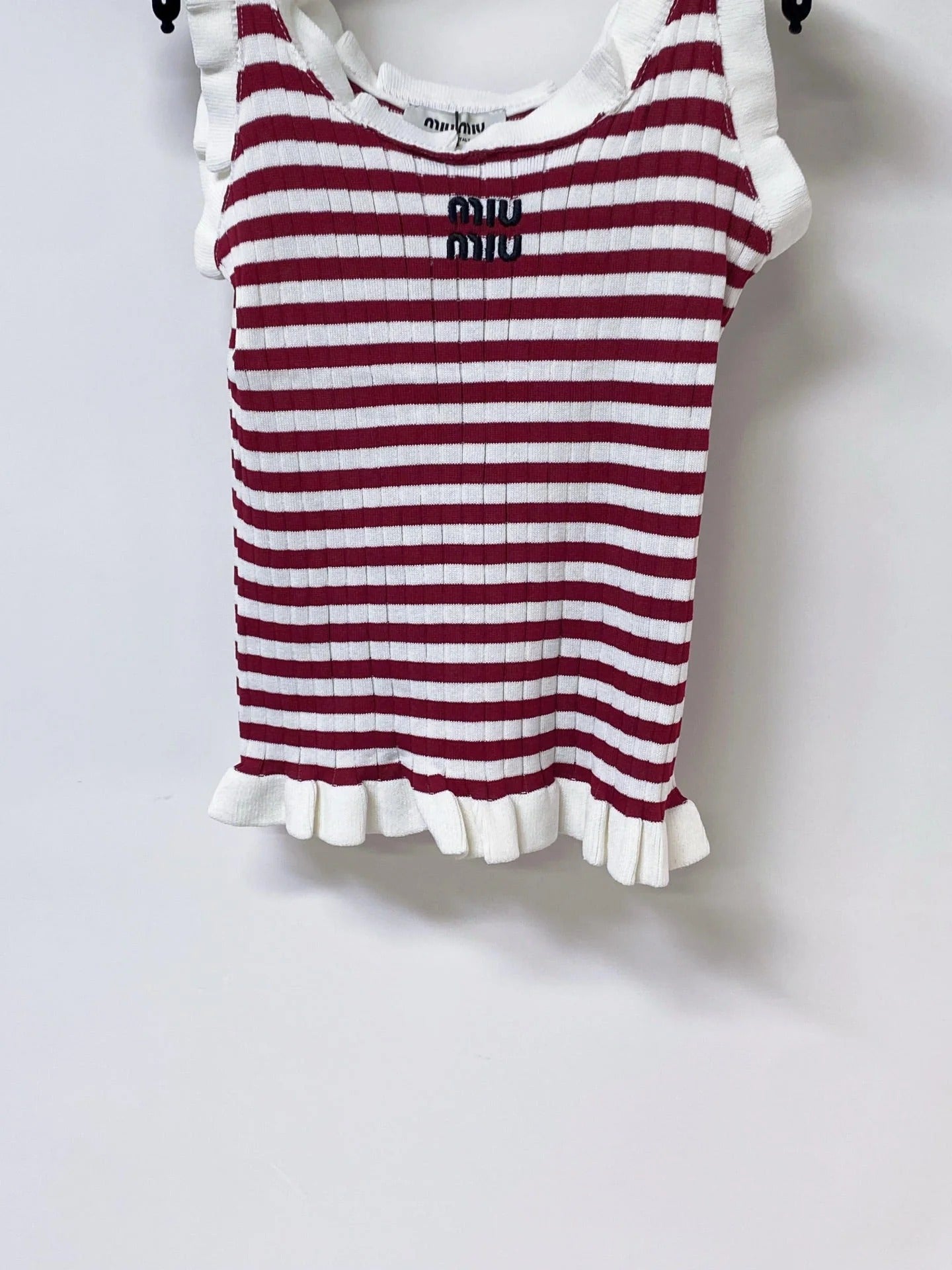 Miu Miu Short-Sleeve T-Shirt Red White in Acrylic 305823
