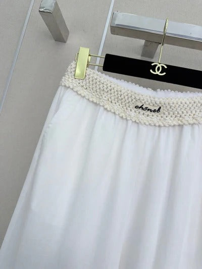 Chanel 2026 Wide-leg Trousers With Unique Waist Tencel Linen 377055