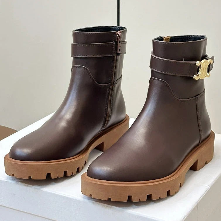 Celine 2026 Buckle Platform Boots Calfskin 986387